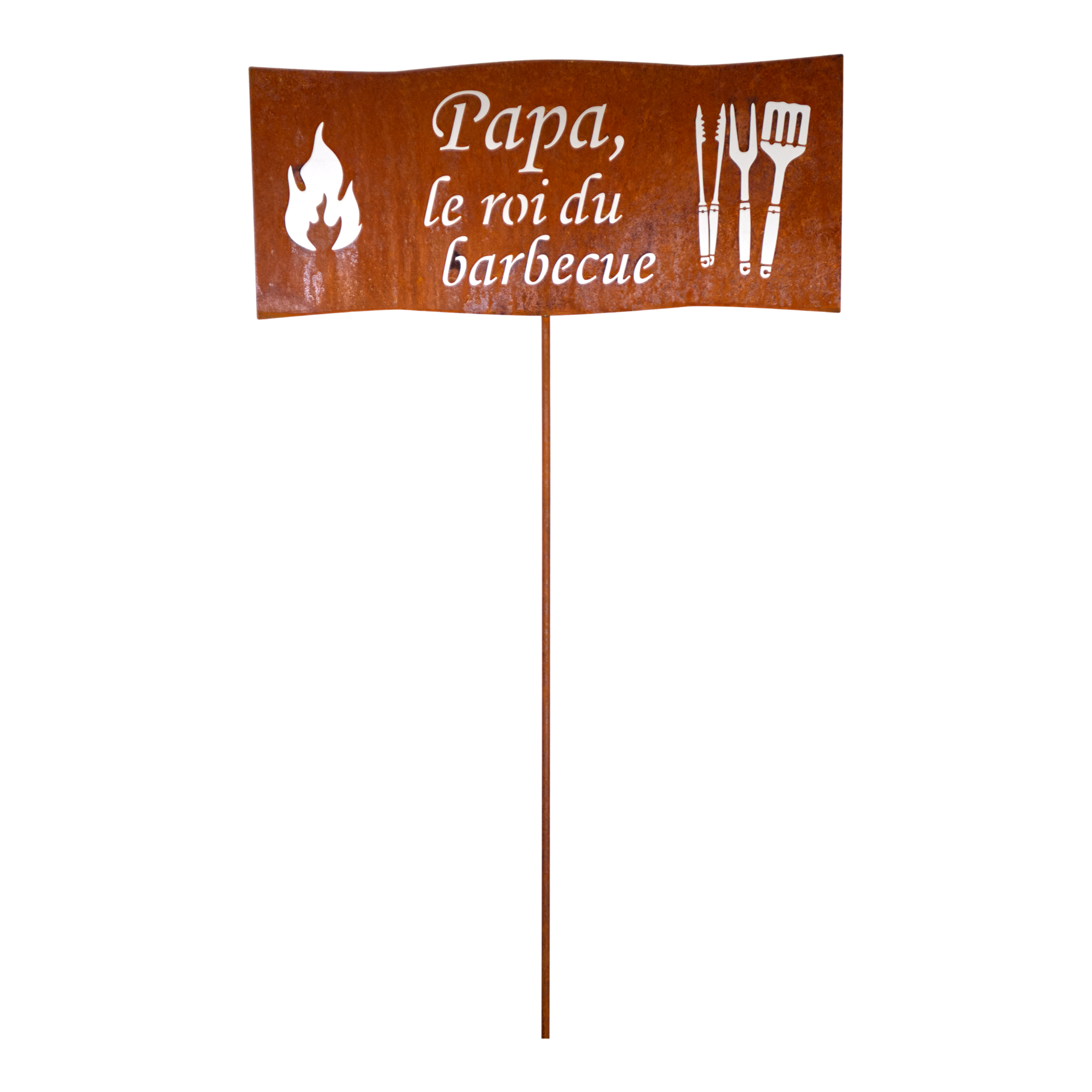 Darstellung von Tafel Papa, le roi du barbecue auf Stab
