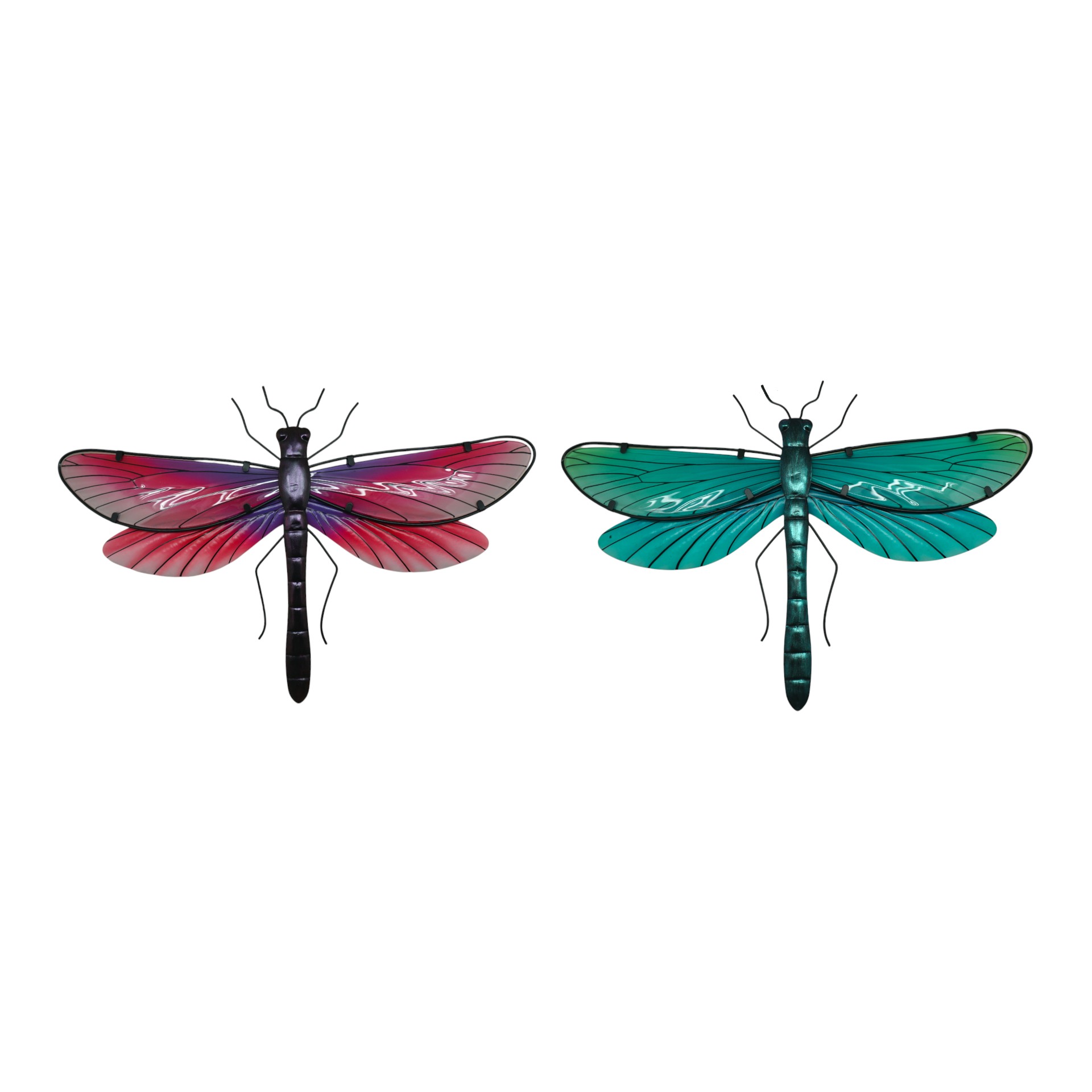 Darstellung von Mehrfarbige Libelle Glas 2-fach sort.