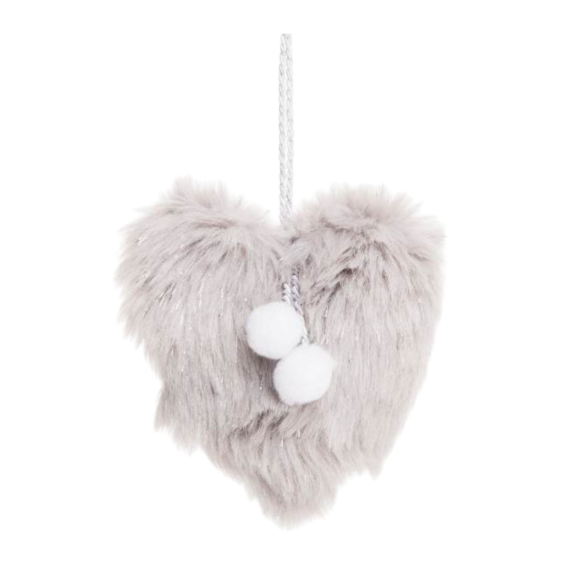 Herz flauschig mit Bommel grau Darstellung von Herz flauschig mit Bommel grau