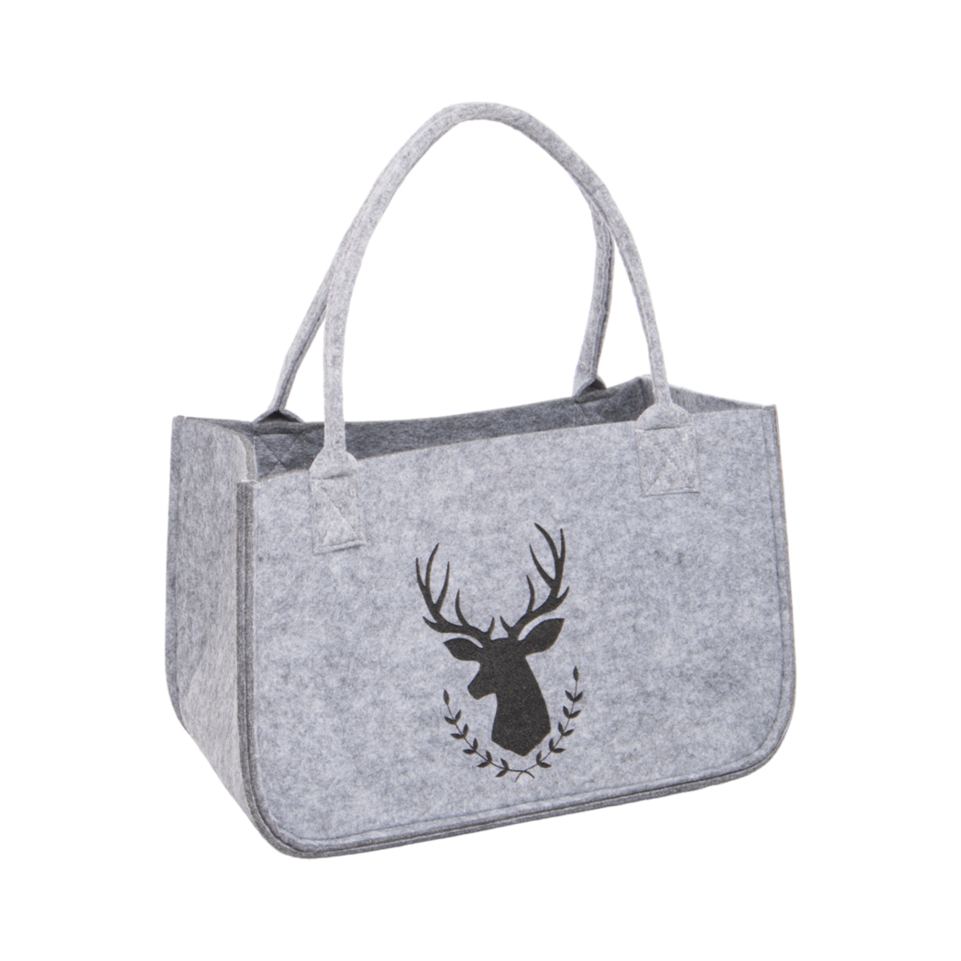 Darstellung von Filztasche grau m. Hirsch mittel 37 cm