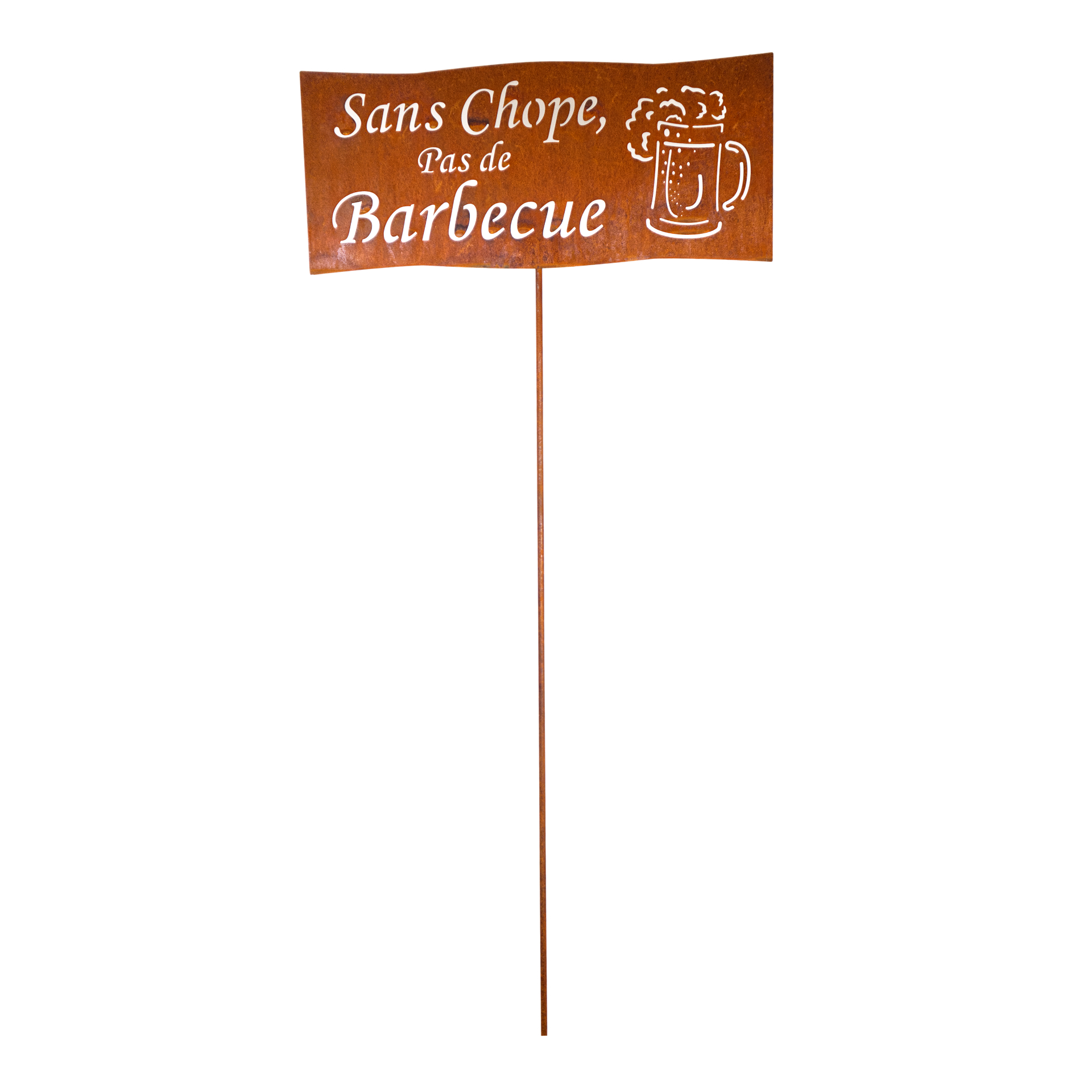 Darstellung von Tafel Sans Chope, Pas de Barbecue auf Stab