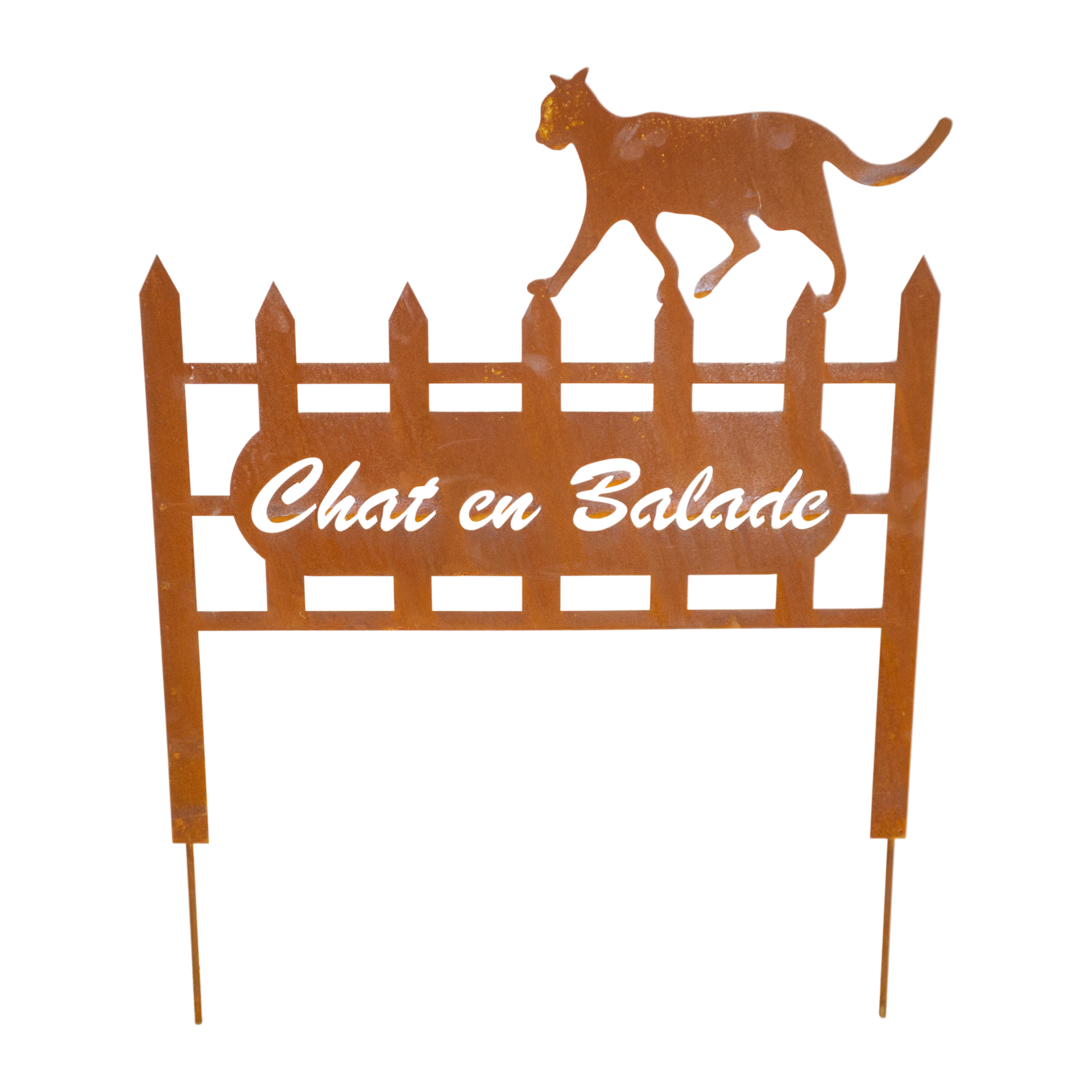 Darstellung von Zaunstecker mit 4 Vögel Chat en Balade