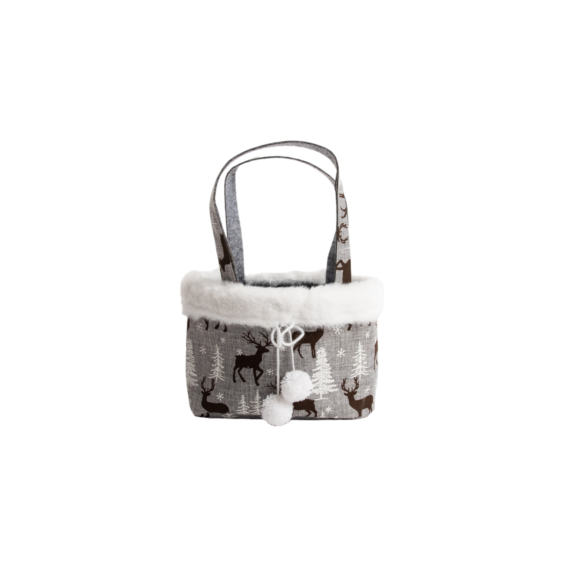 Darstellung von Tasche rund grau Snowball Hirsche 2 Henkel