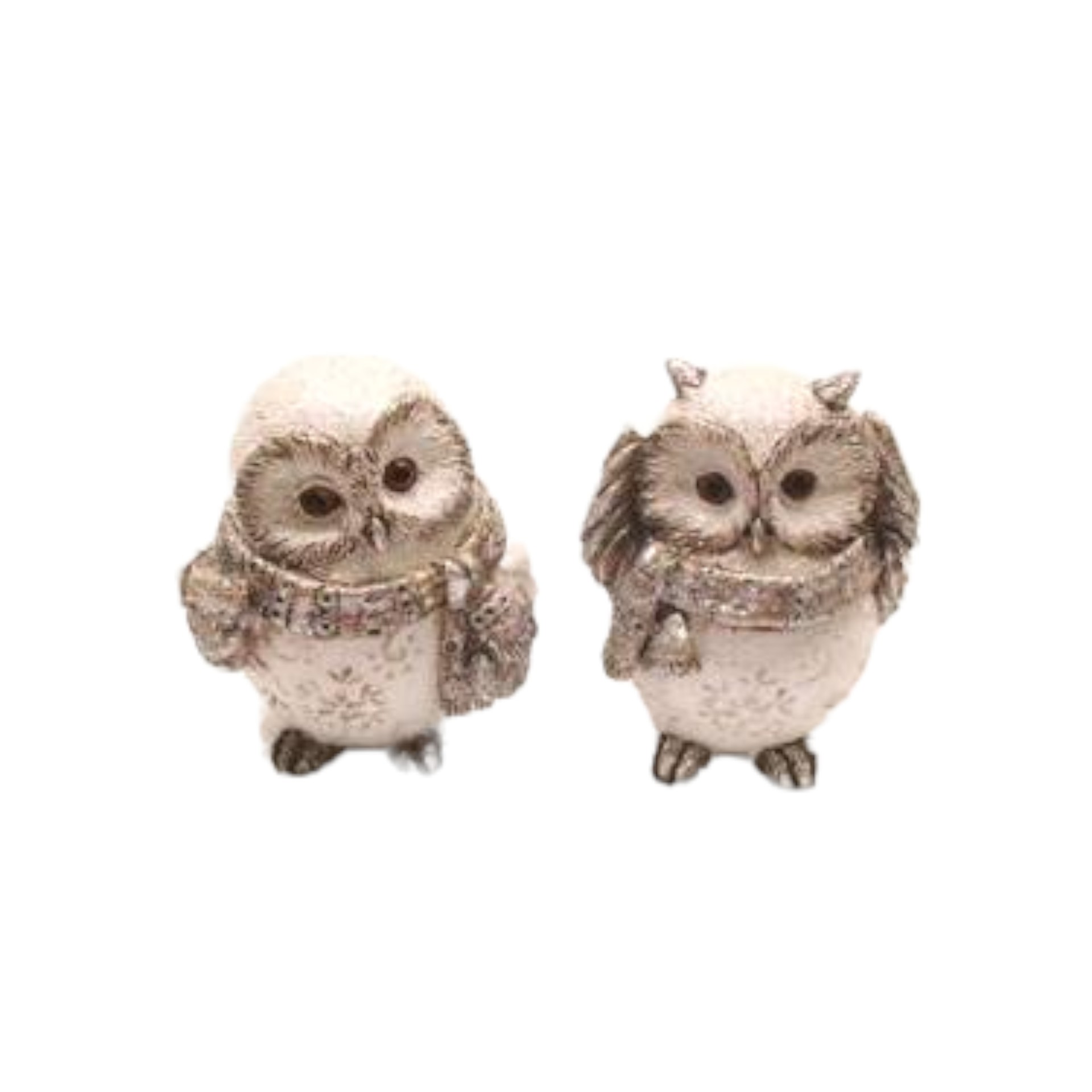 RP Eulenpaar weiss m. Schal 7 cm Darstellung von RP Eulenpaar weiss m. Schal 7 cm