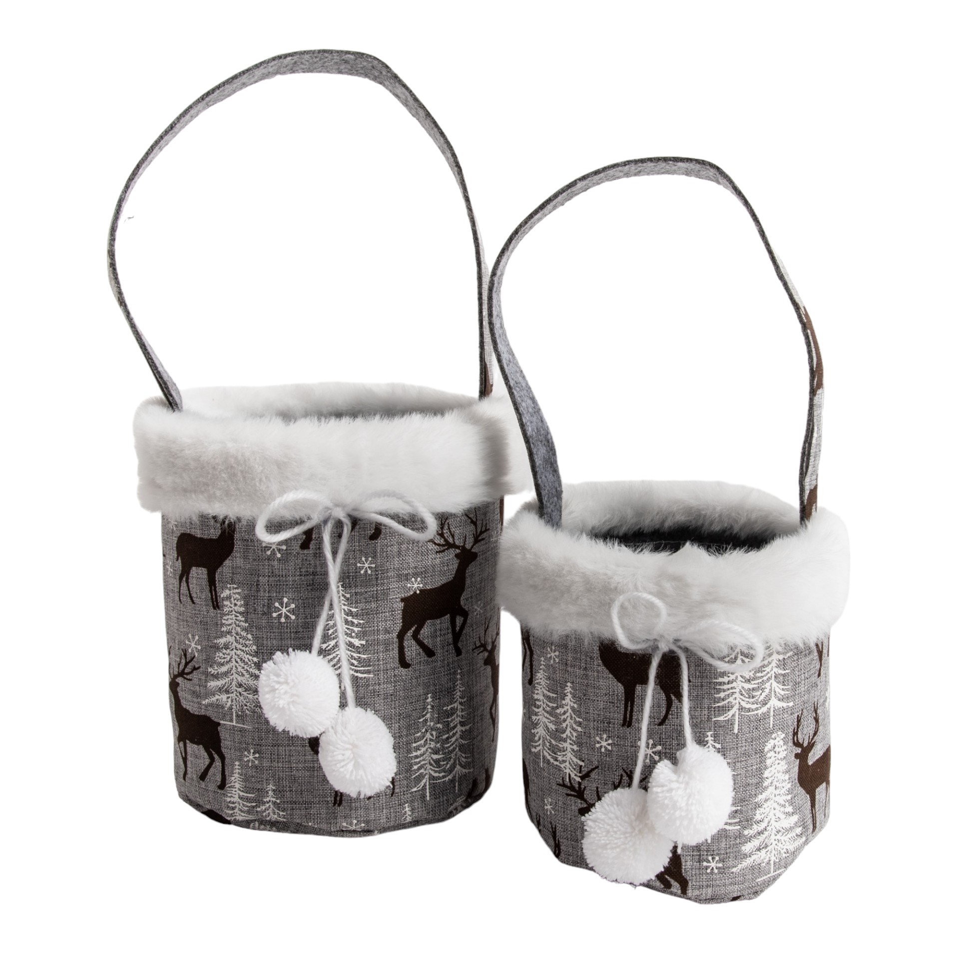 Darstellung von Tasche rund grau Snowball Hirsche 1 Henkel