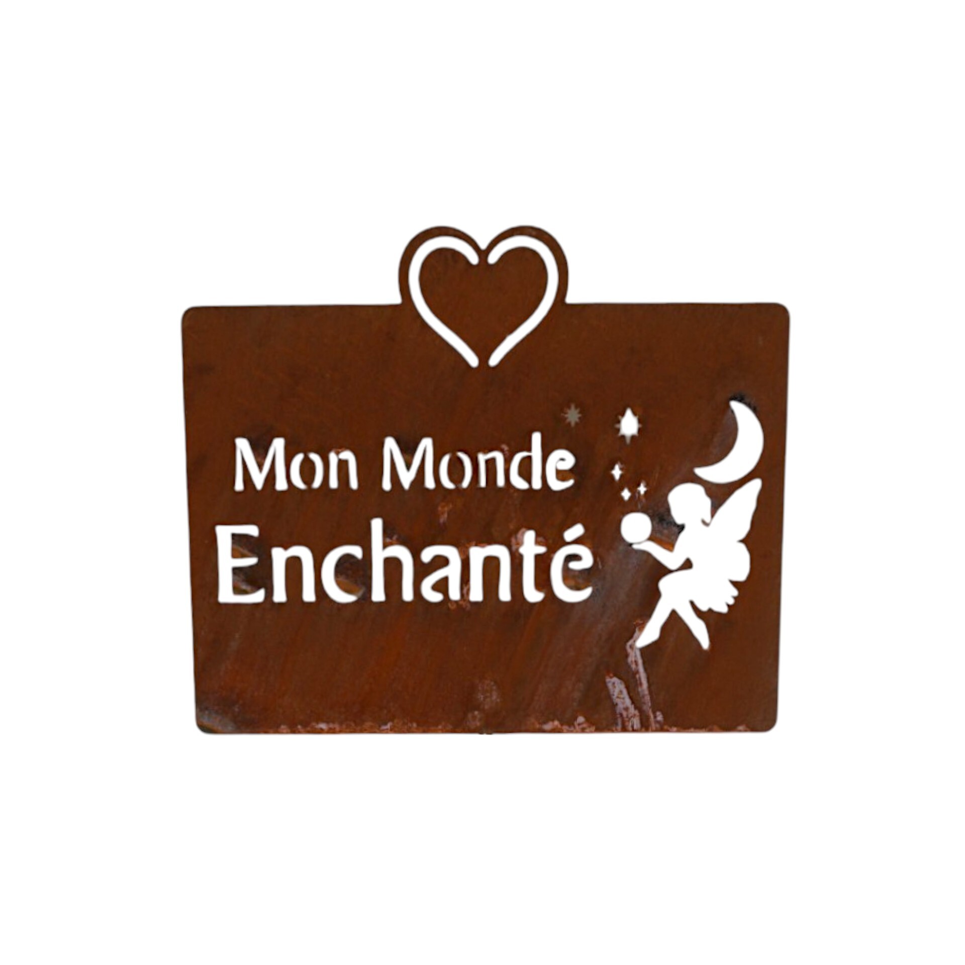 Darstellung von Plaque en métal avec cœur Mon Monde Enchante