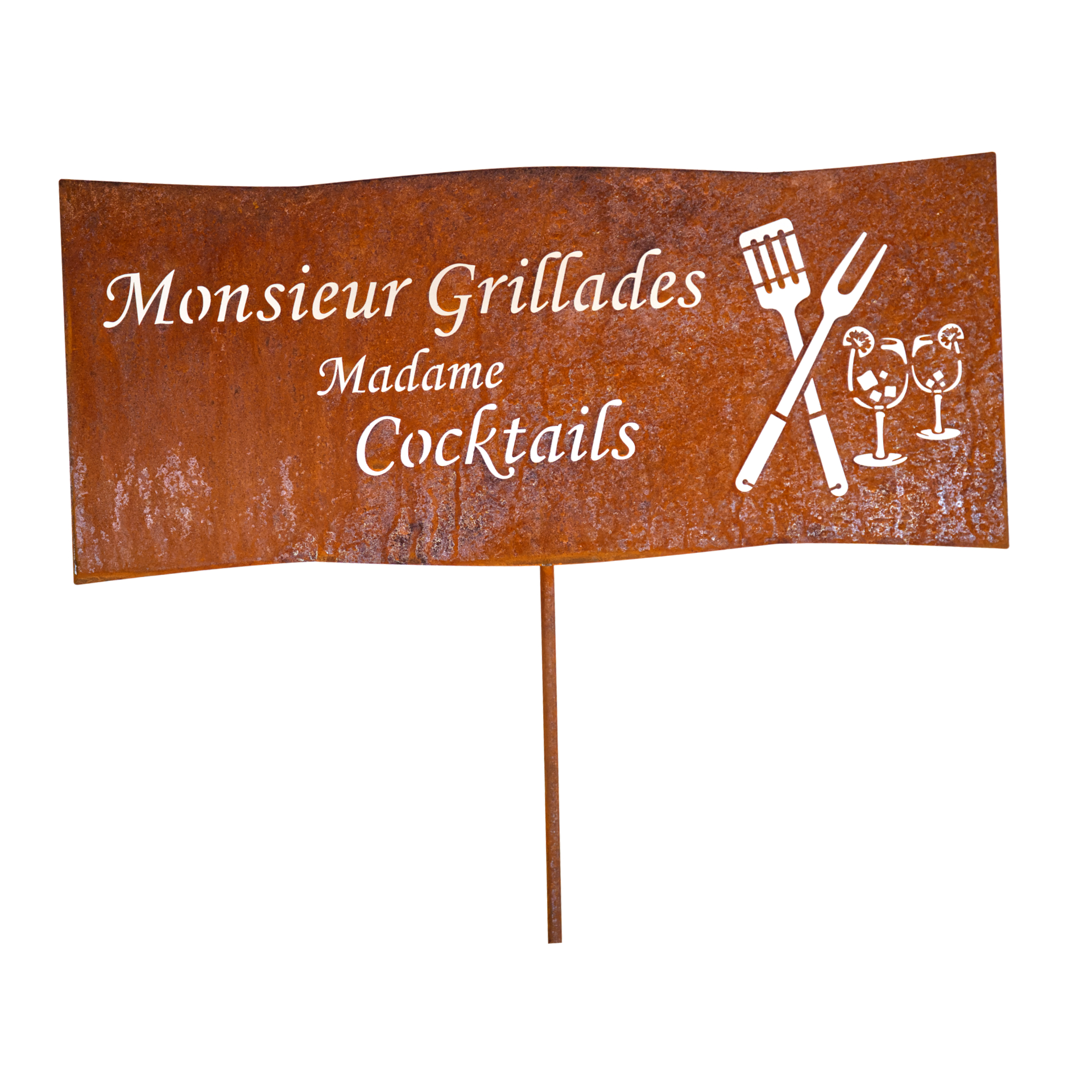 Darstellung von Tafel Monsieur Grillades Madame Cocktails auf Stab