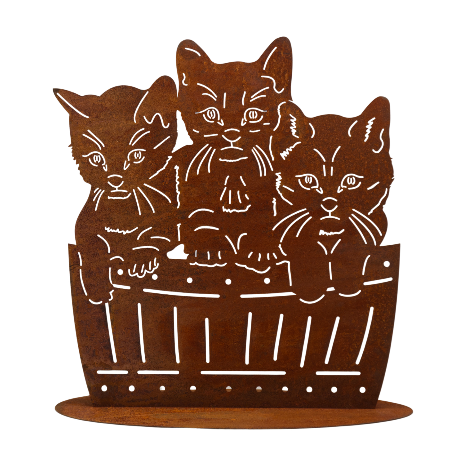 Darstellung von 3 Katzen im Körbchen mittel auf Platte