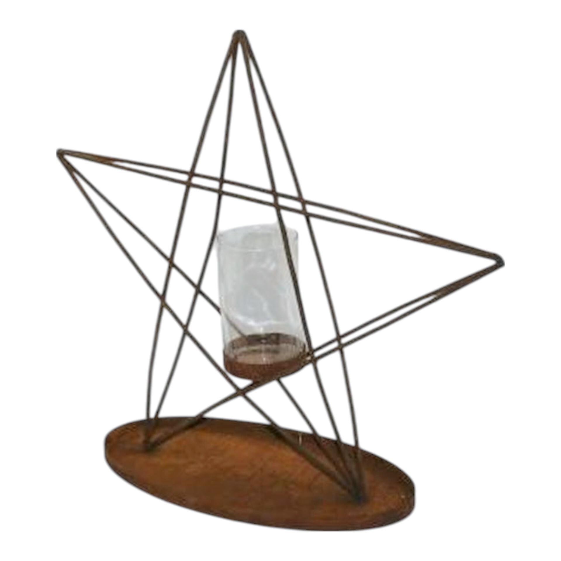 ovaler Teller 37348  mit Drahtstern inkl. Glas klein rost Darstellung von ovaler Teller 37348  mit Drahtstern inkl. Glas klein rost