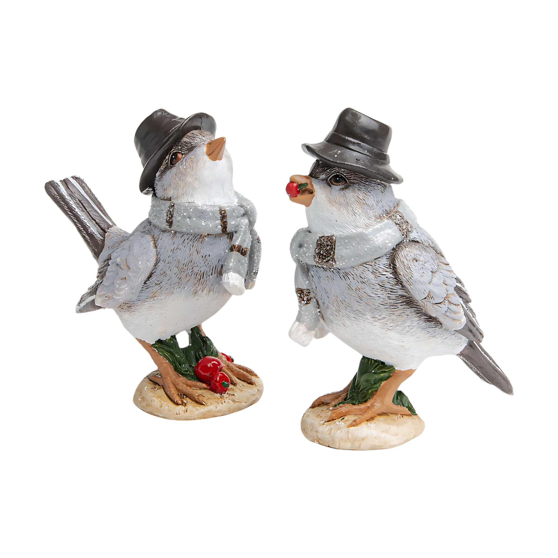 Darstellung von Vogel weiss/ grau mit schwarzem Hut sortiert