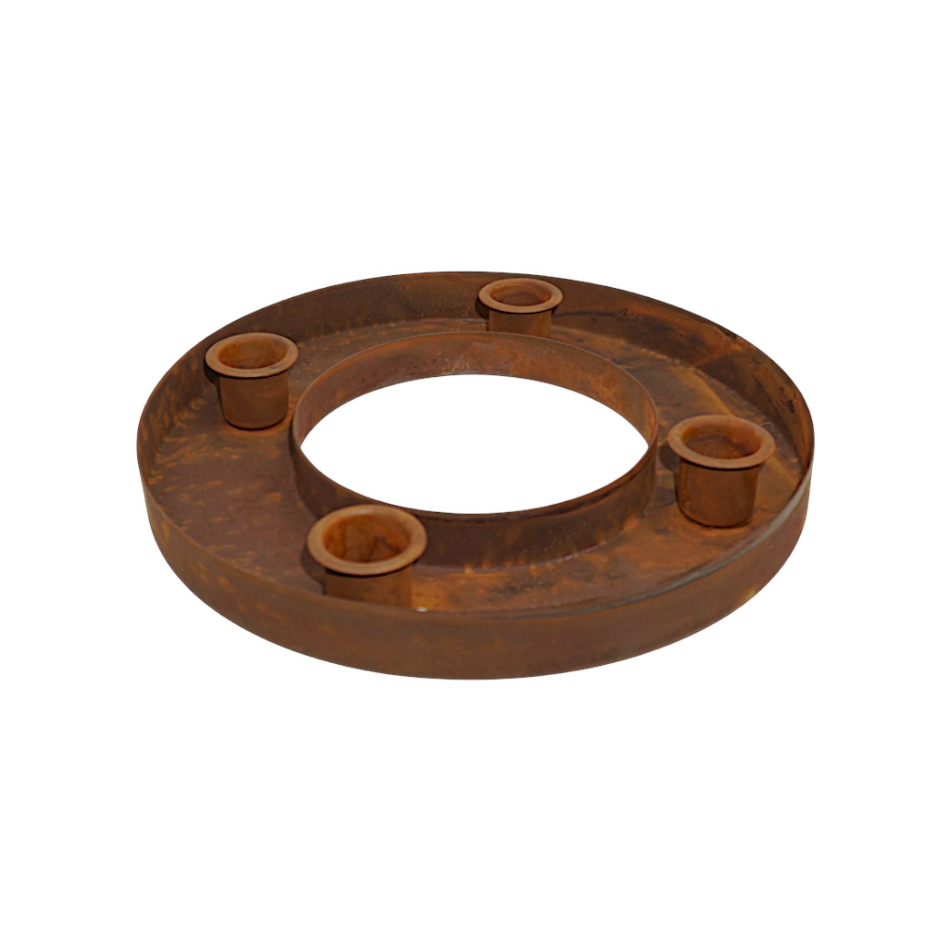 Darstellung von Schale offen f. 4 Stabkerzen rusty