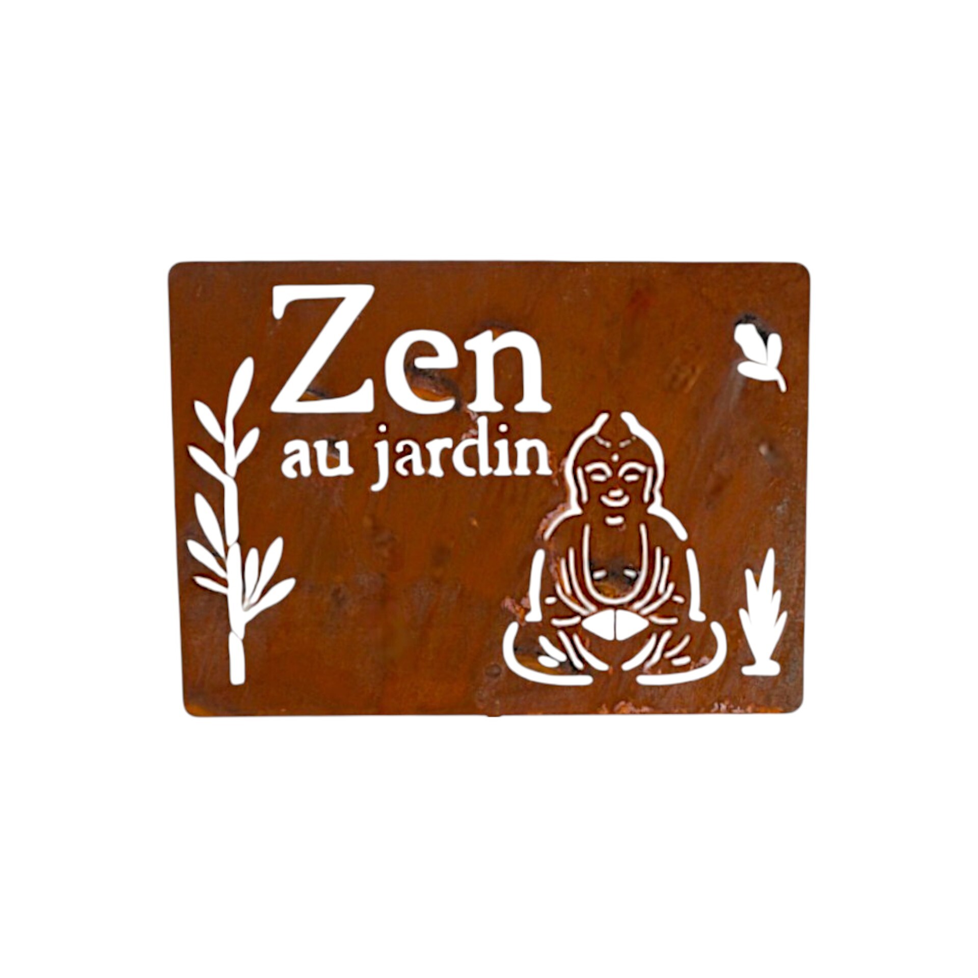 Darstellung von Plaque métallique rectangulaire Zen au Jardin