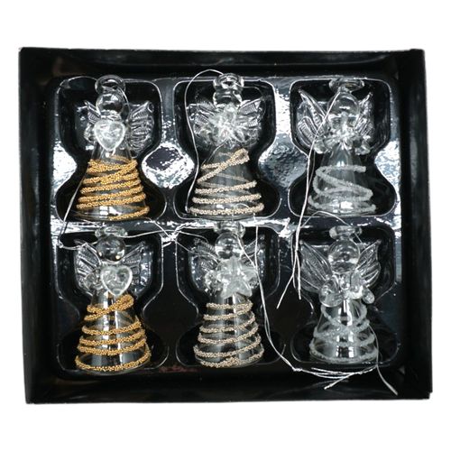 Darstellung von Glasengel 4,5 cm Dekor 6tlg.