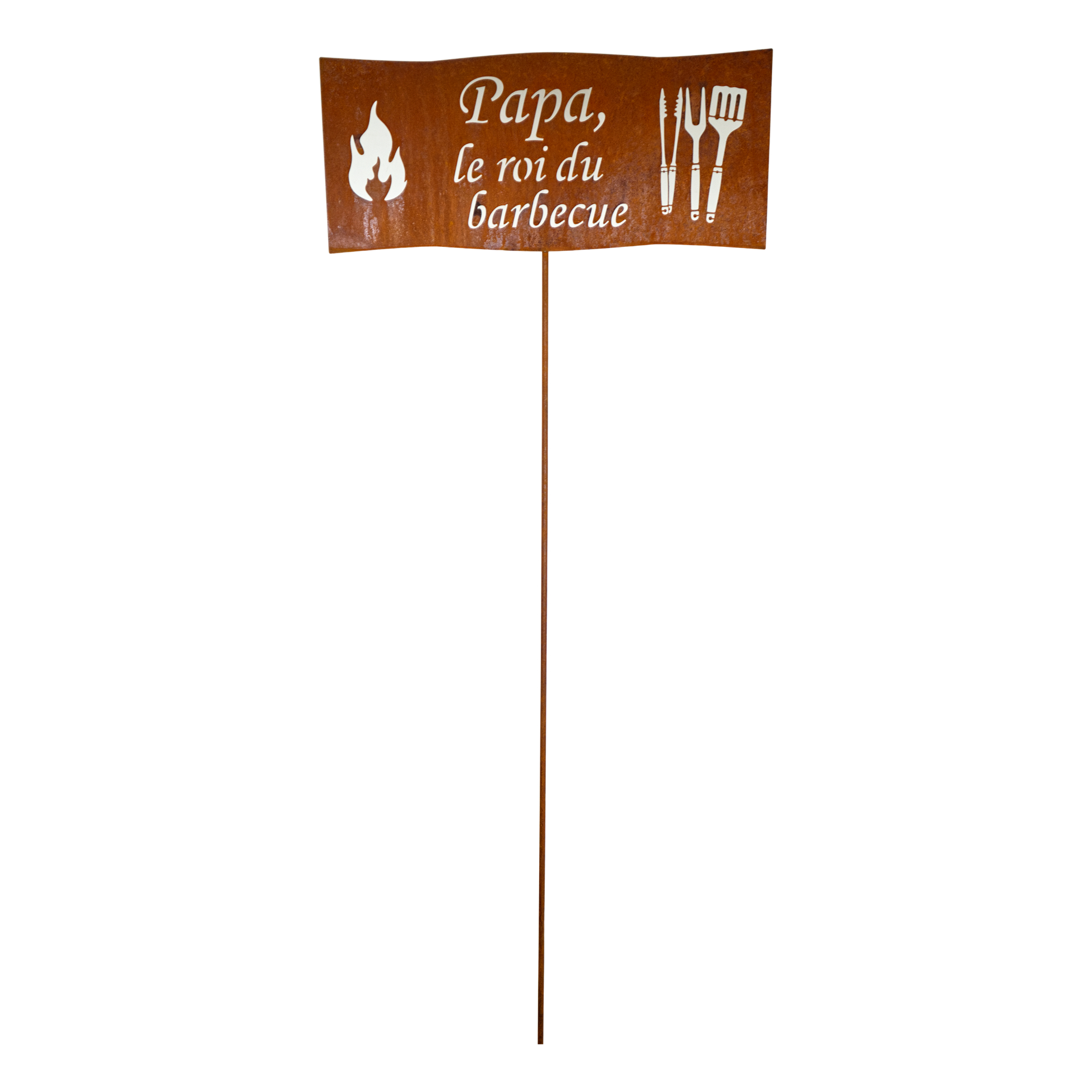 Darstellung von Tafel Papa, le roi du barbecue auf Stab