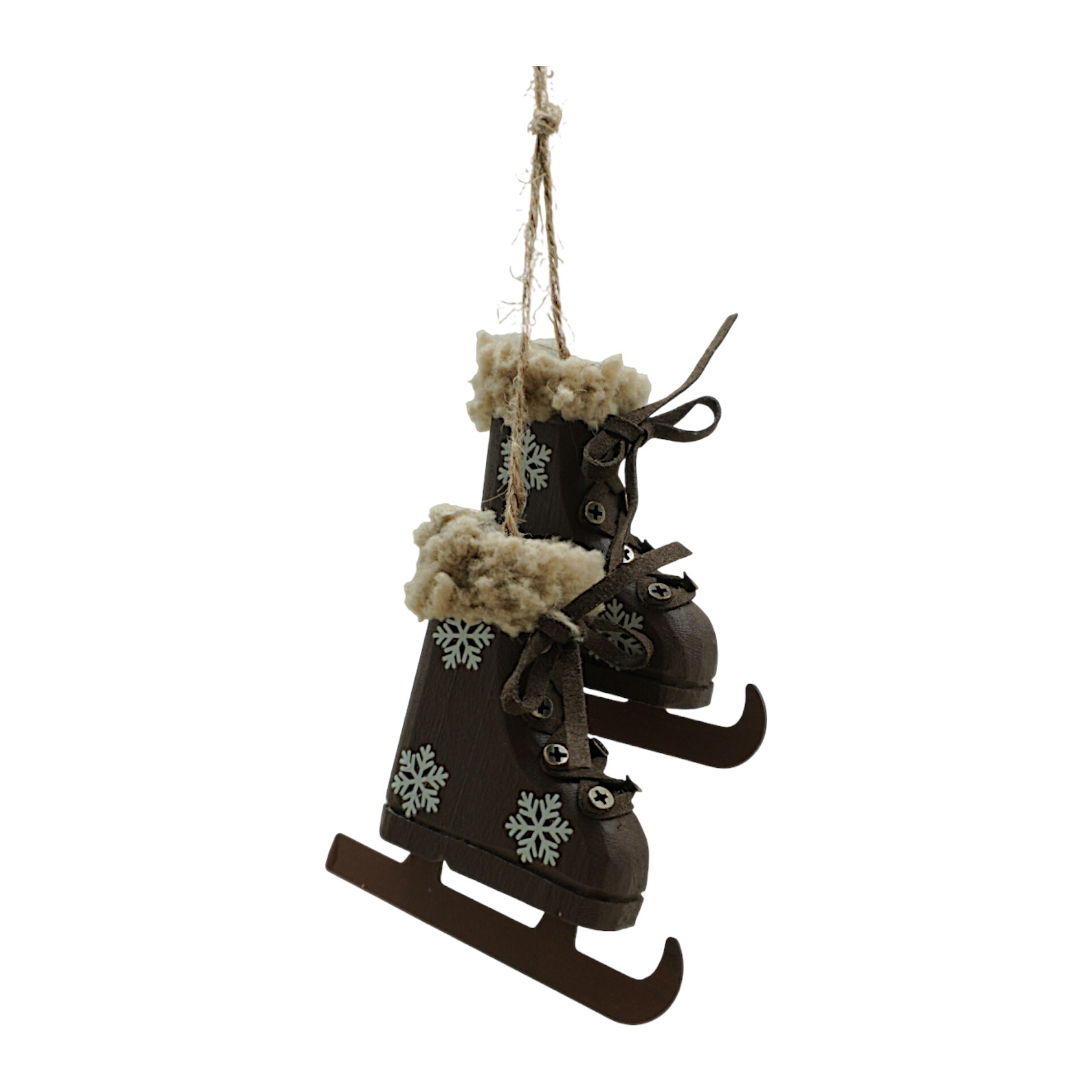 Darstellung von Schlittschuhpaar dunkelbraun u. Flocken
