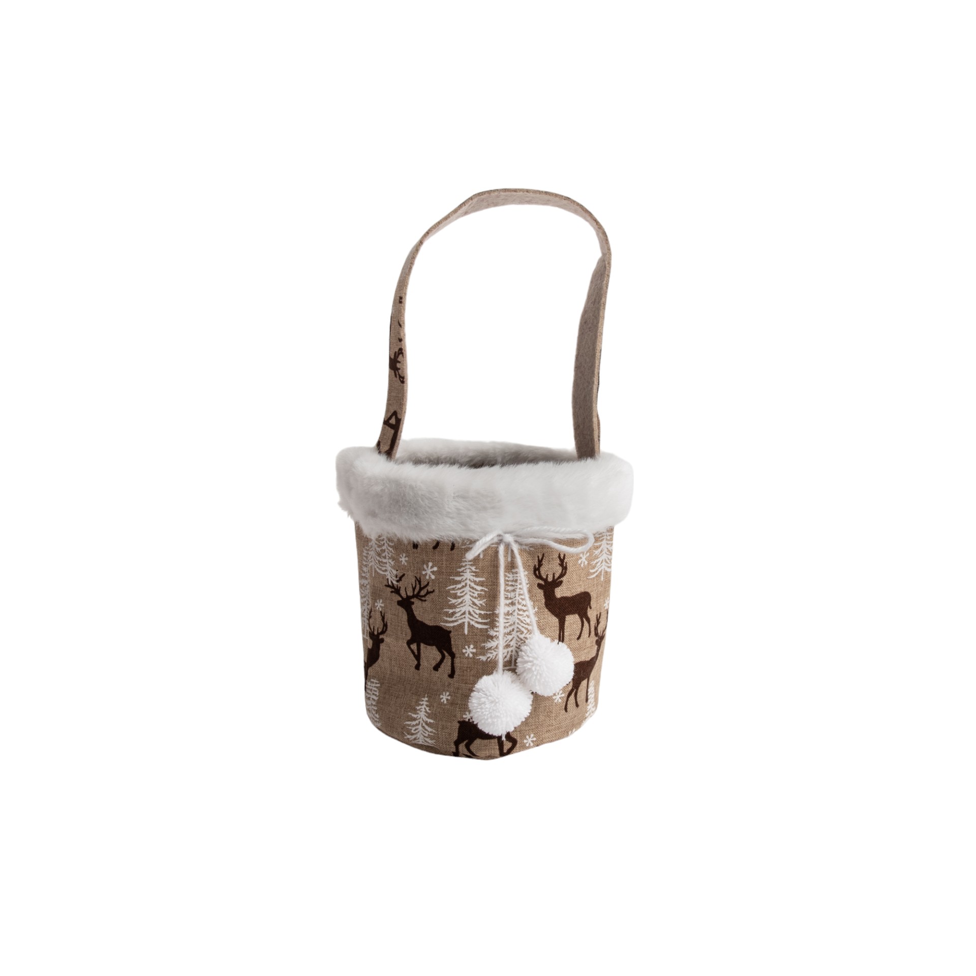Tasche rund braun Snowball“ Hirsche 1 Henkel Darstellung von Tasche rund braun Snowball“ Hirsche 1 Henkel