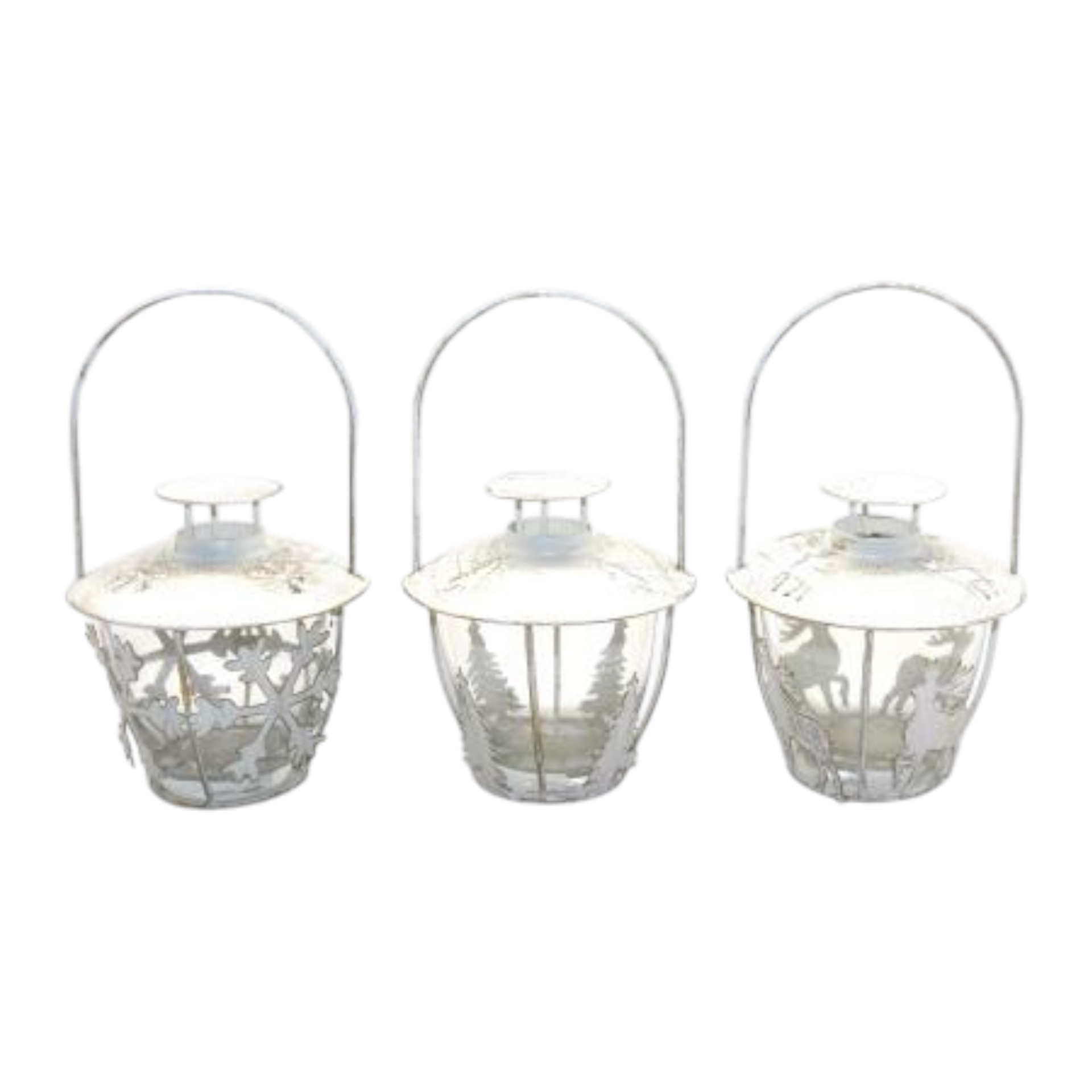 Laternen weiss Flocke, Hirsch, Baum sort. Darstellung von Laternen weiss Flocke, Hirsch, Baum sort.