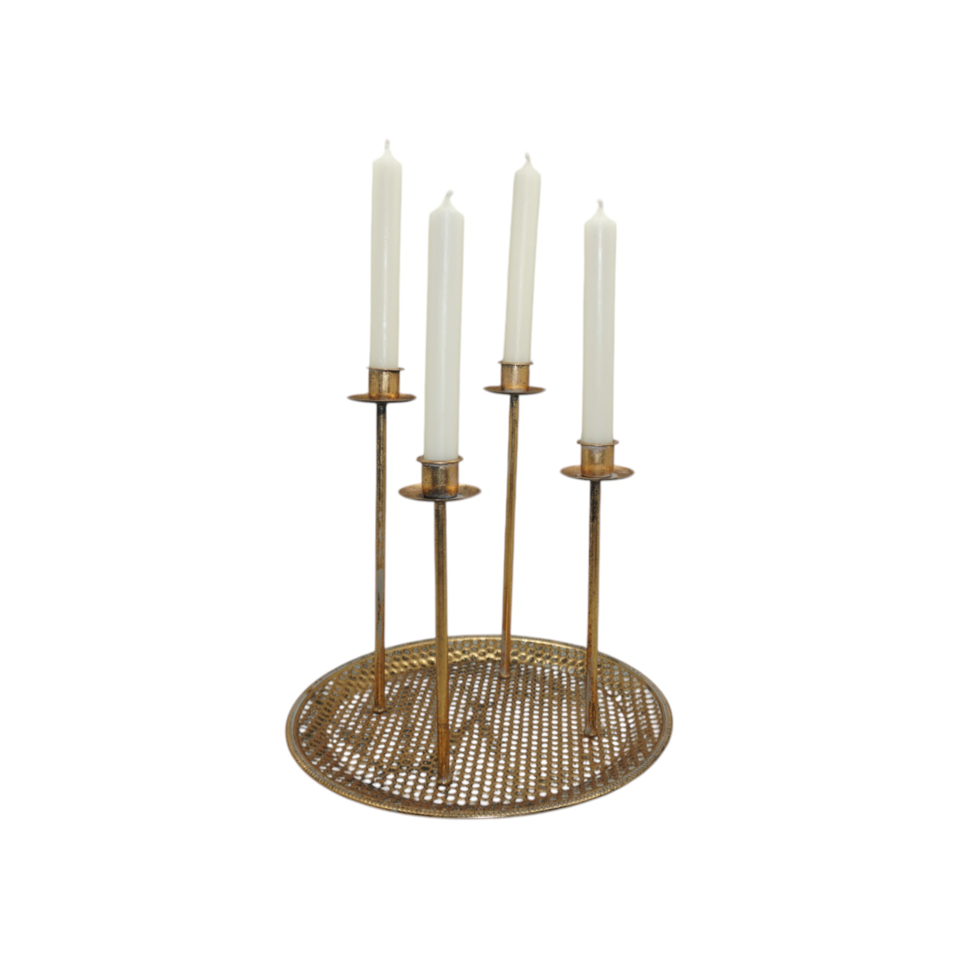 Darstellung von Teller mit 4 Kerzenhalter gold klein