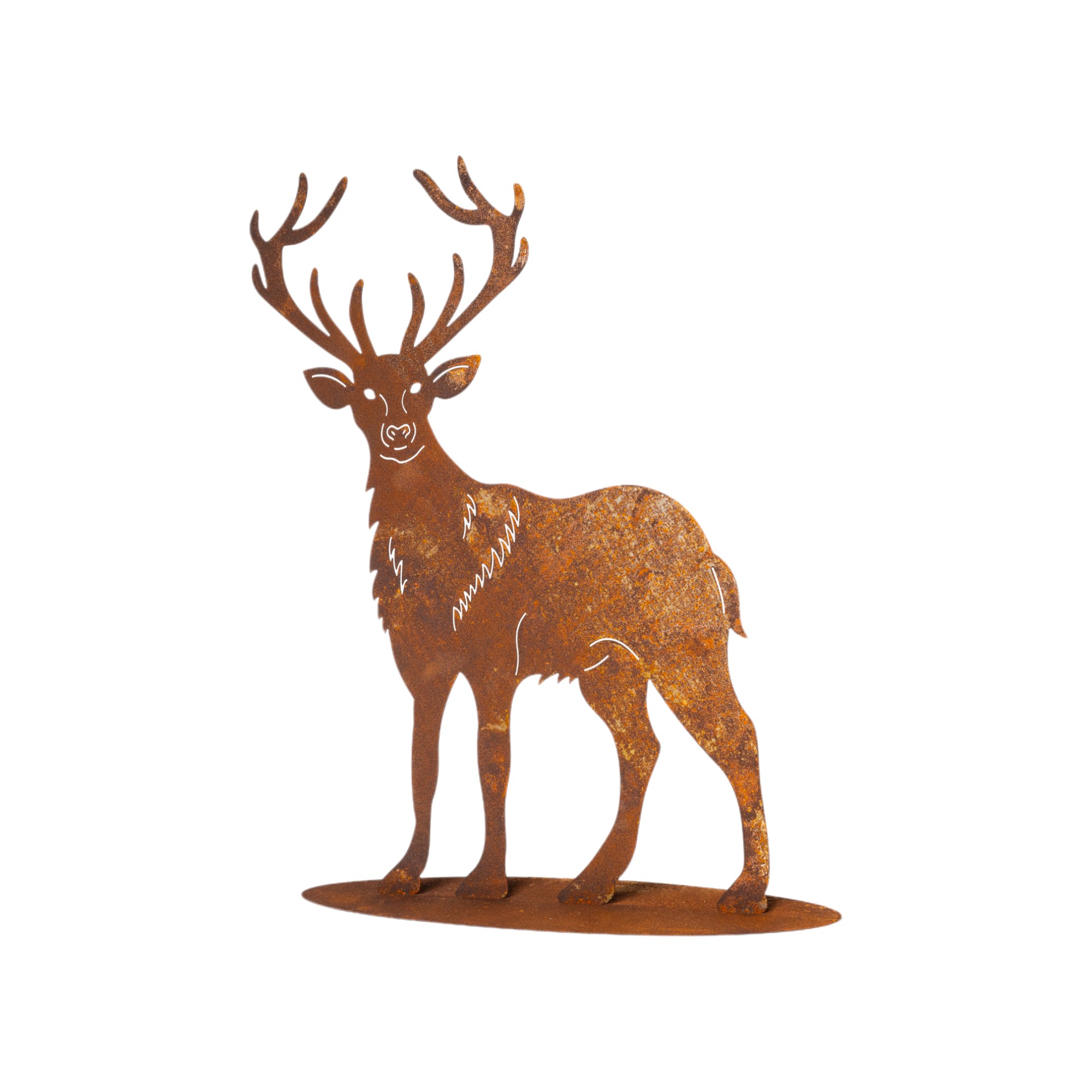 stehender Hirsch gross auf Platte Darstellung von stehender Hirsch gross auf Platte