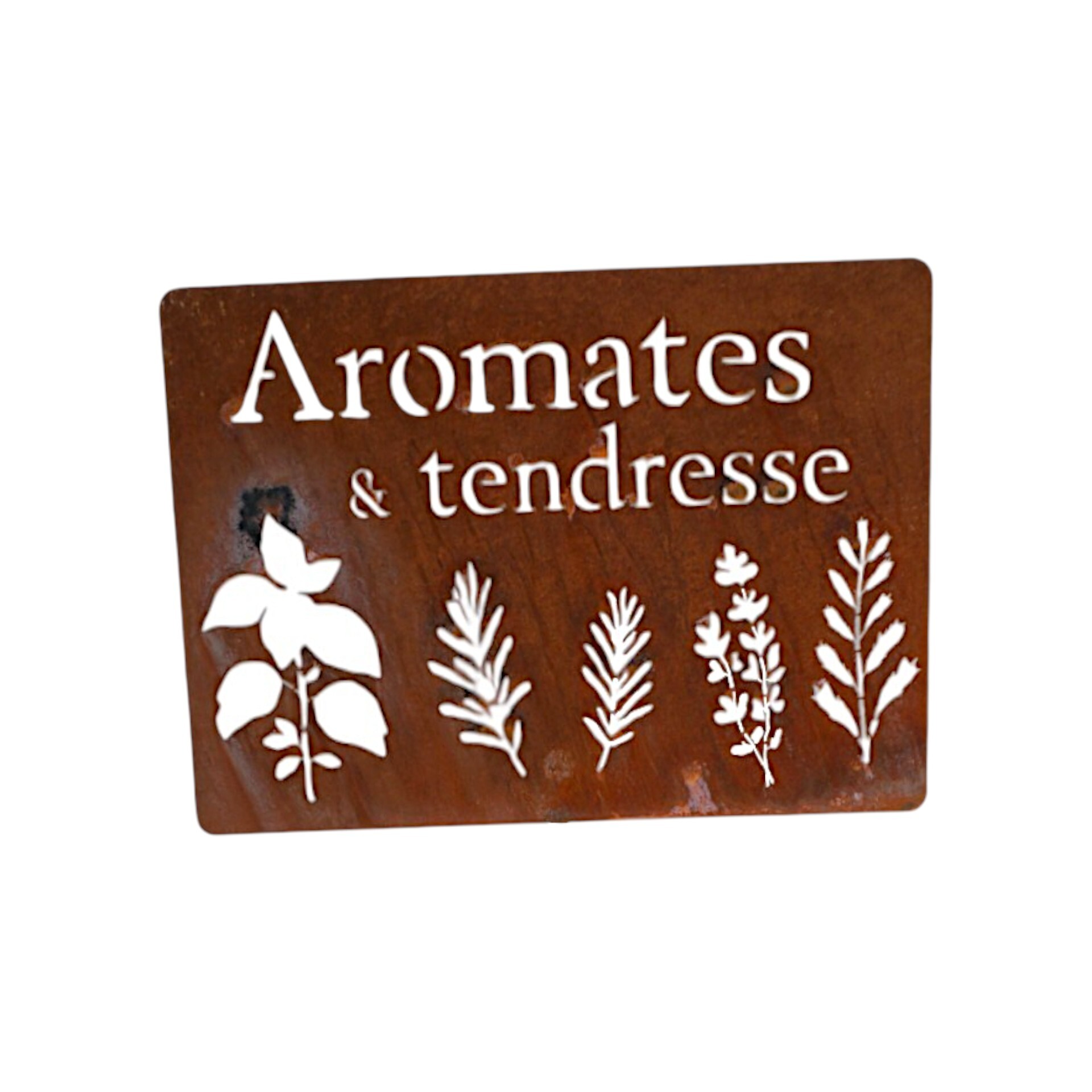 Darstellung von Plaque métallique rectangulaire Aromates & tendresse