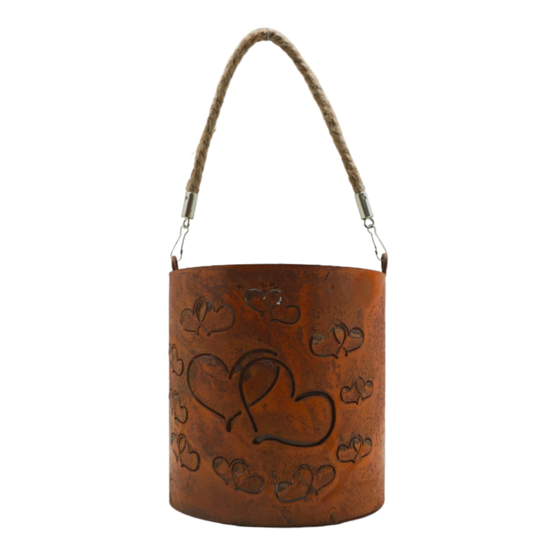 Darstellung von Windlicht Herzmotiv m. Seil inkl. Glas gross