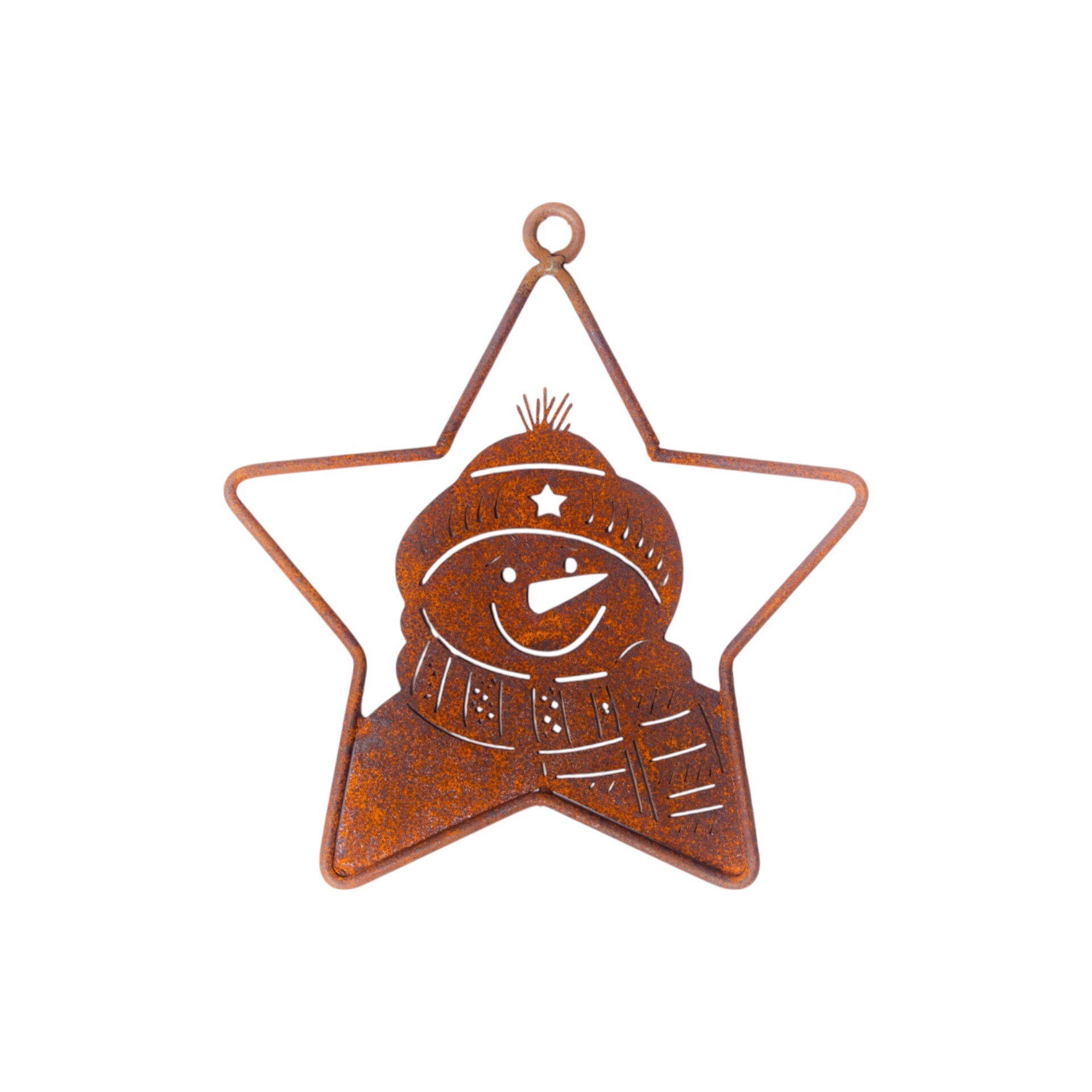 Drahtstern mit Schneemann Hänger Darstellung von Drahtstern mit Schneemann Hänger