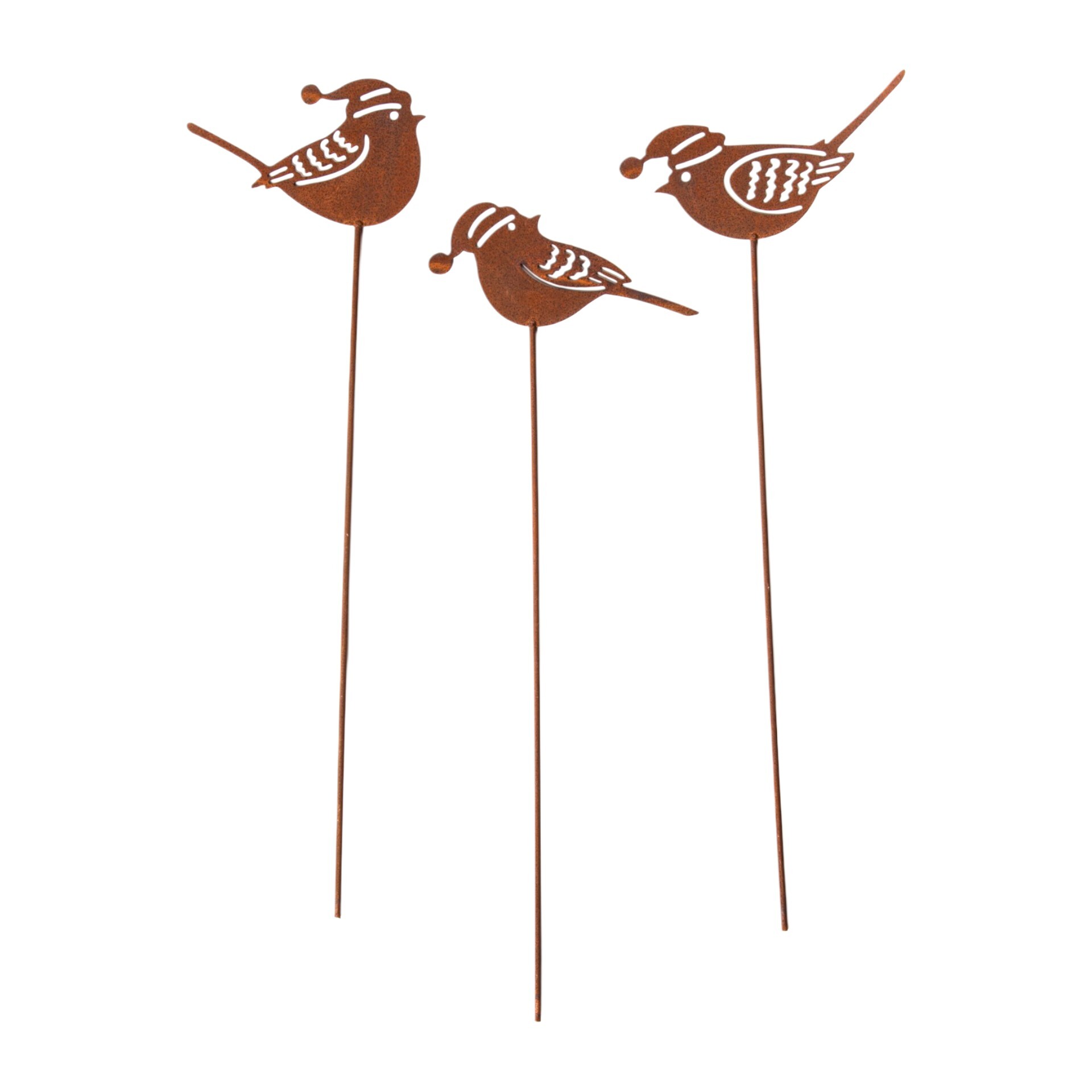 Darstellung von Vögelchen mit Mütze auf Stab sortiert