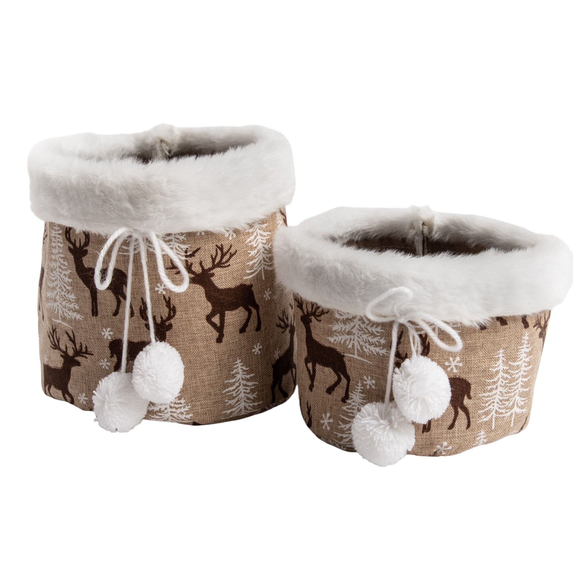Tasche rund braun Snowball Hirsche ohne Henkel Darstellung von Tasche rund braun Snowball Hirsche ohne Henkel