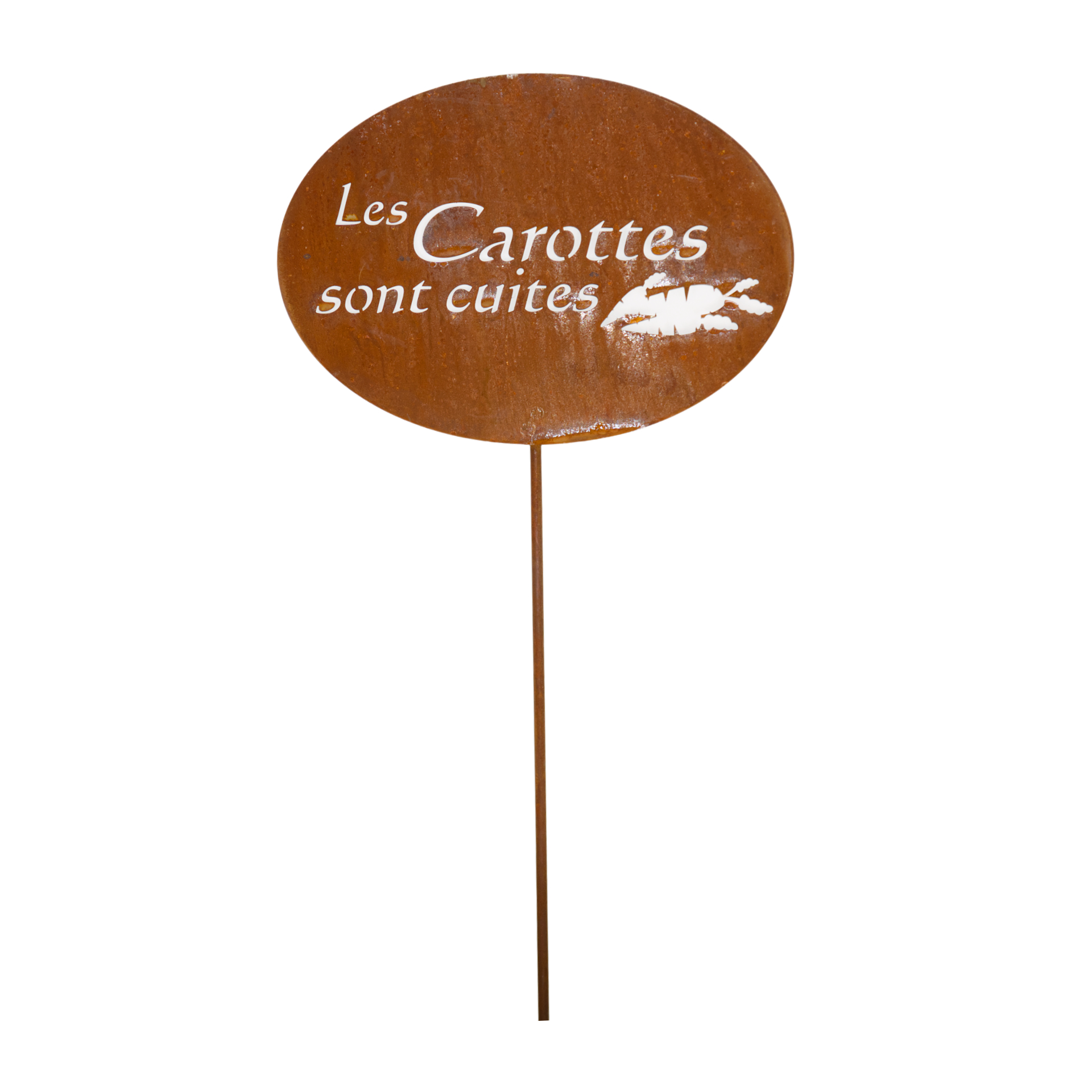 Darstellung von Tafel oval auf Stab Les Carottes sont ciutes