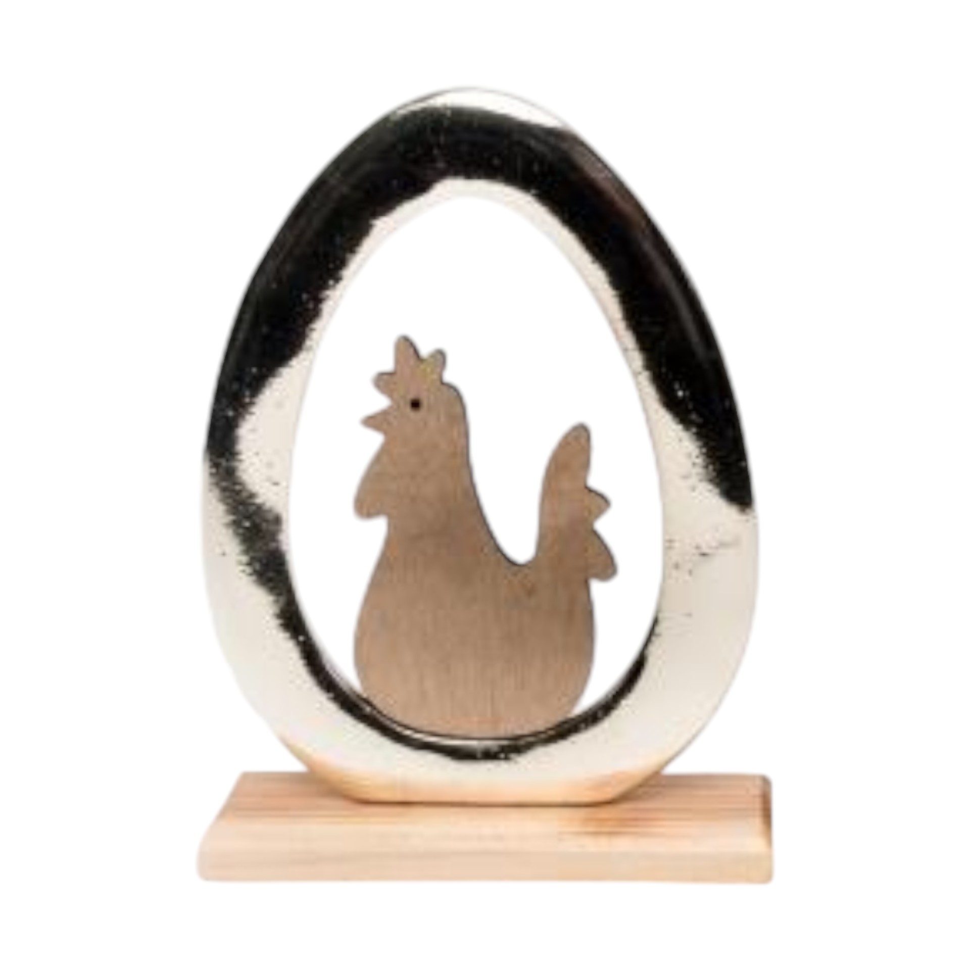 Henne im Ei silber m. Holzfuss, gross Darstellung von Henne im Ei silber m. Holzfuss, gross
