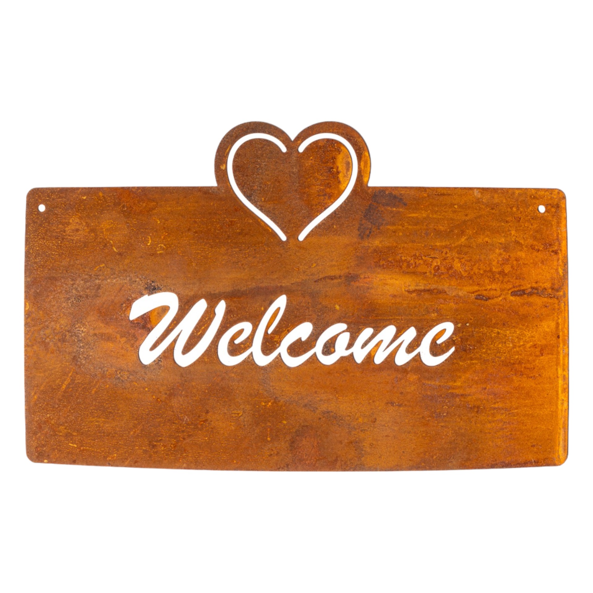 Darstellung von Tafel mit Herzrand welcome
