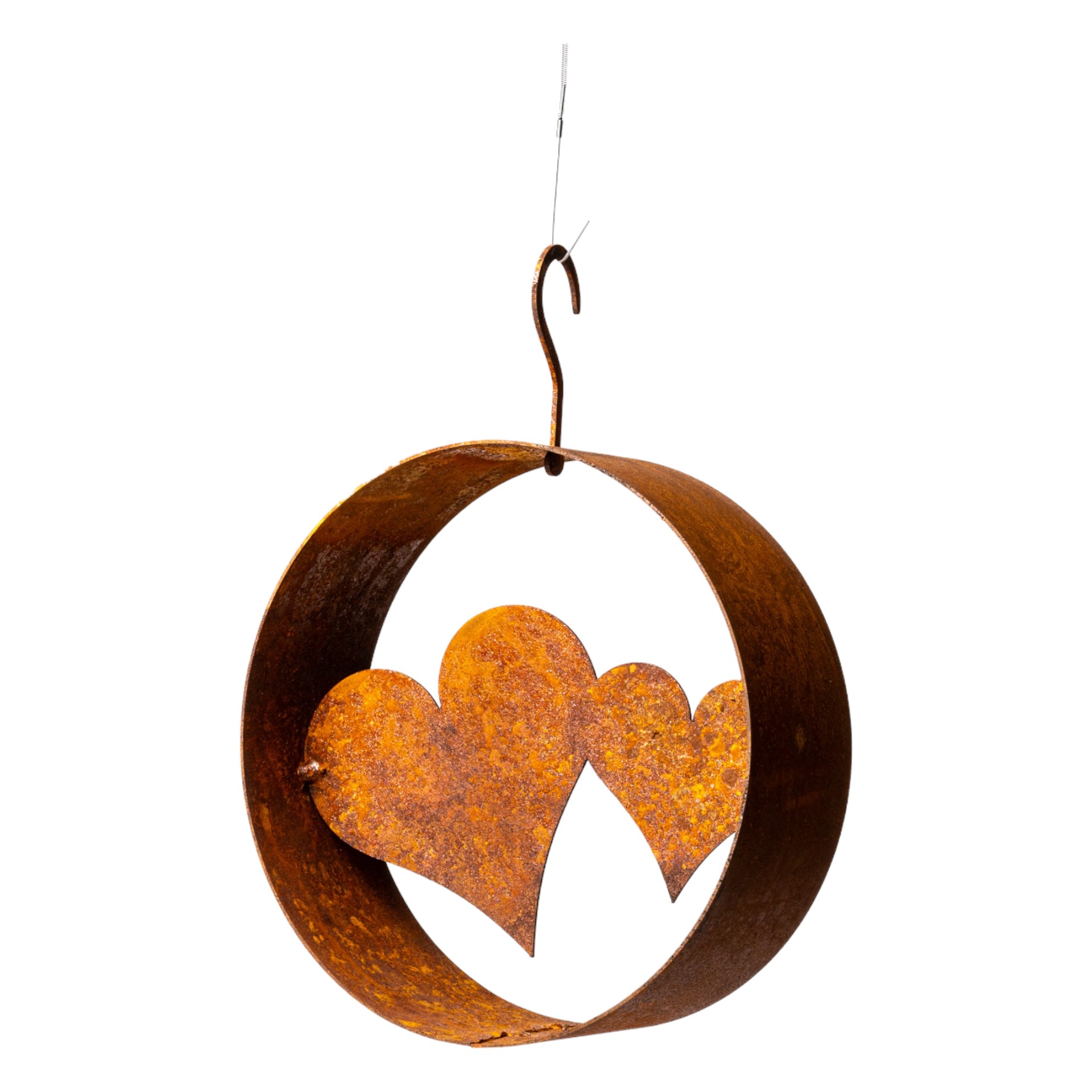 Darstellung von Ring breit mit  Doppelherz zum Hängen