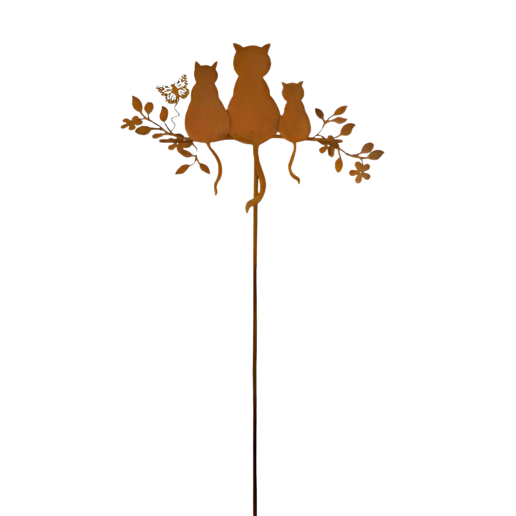 Darstellung von Katzen s. Ast sitzend m. Schmetterling z. Stecken
