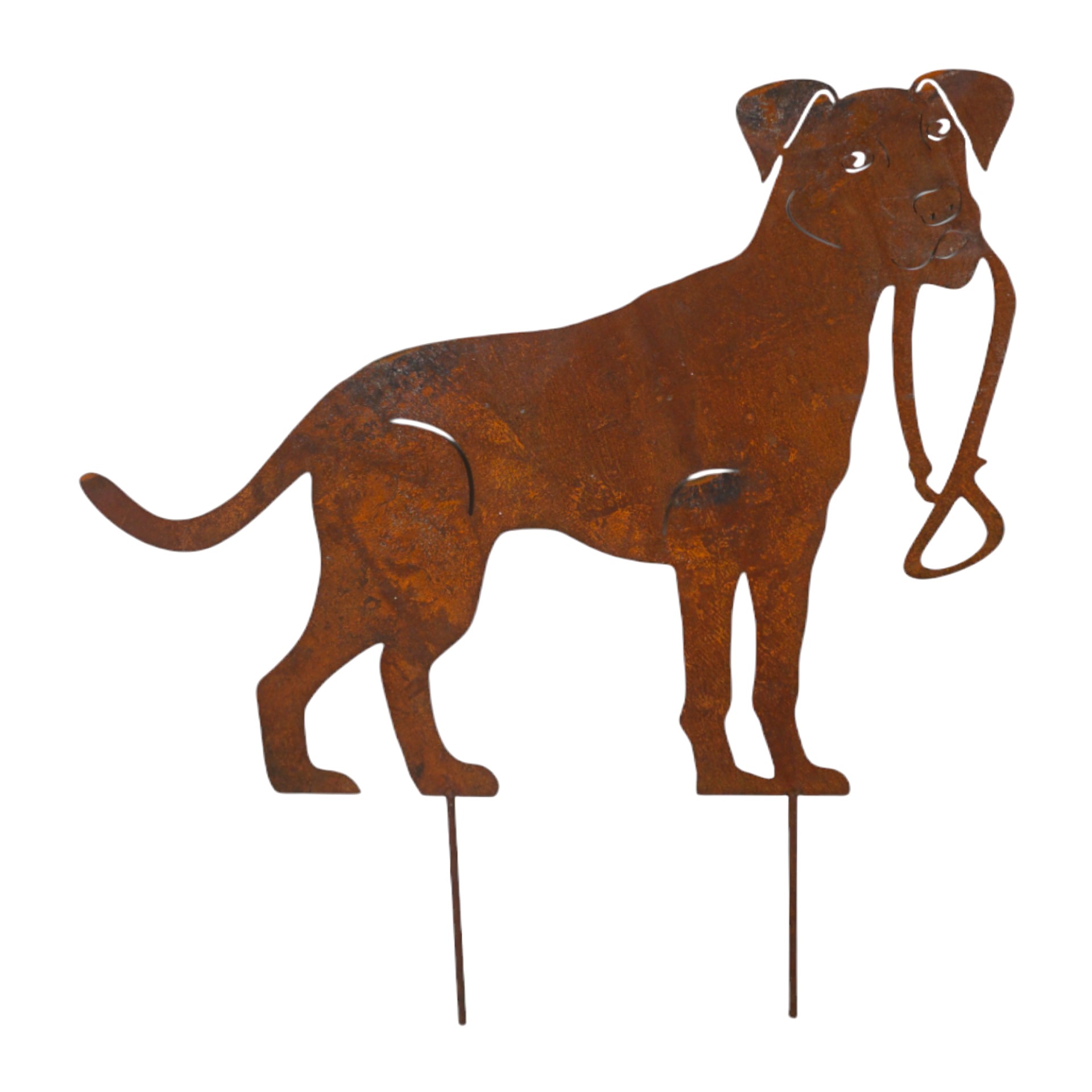 Darstellung von steh. Hund mit Leine gross 2 Stäbe