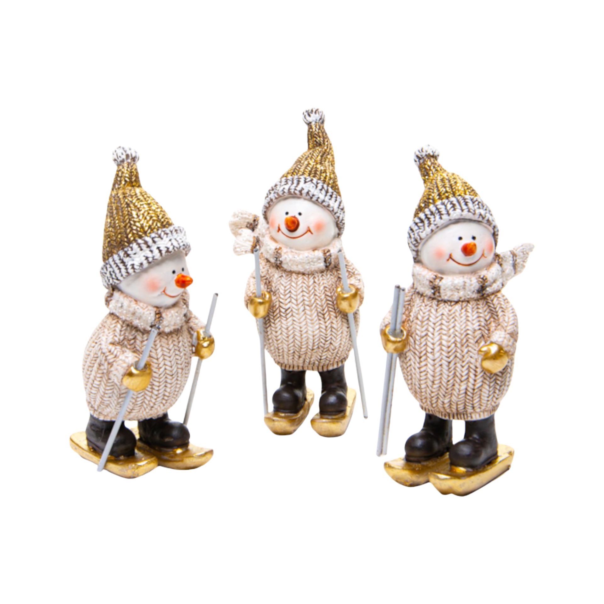 Darstellung von Skifahrer Schneemann mit goldener Mütze