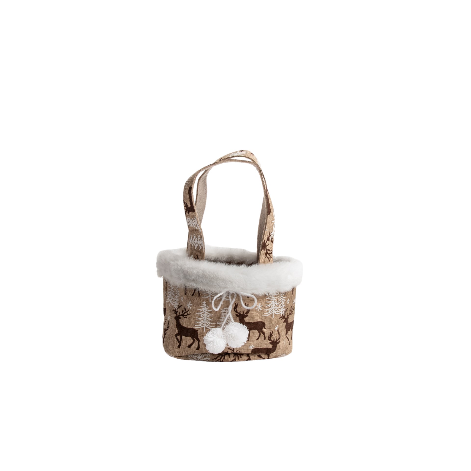 Darstellung von Tasche rund braun Snowball Hirsche 2 Henkel
