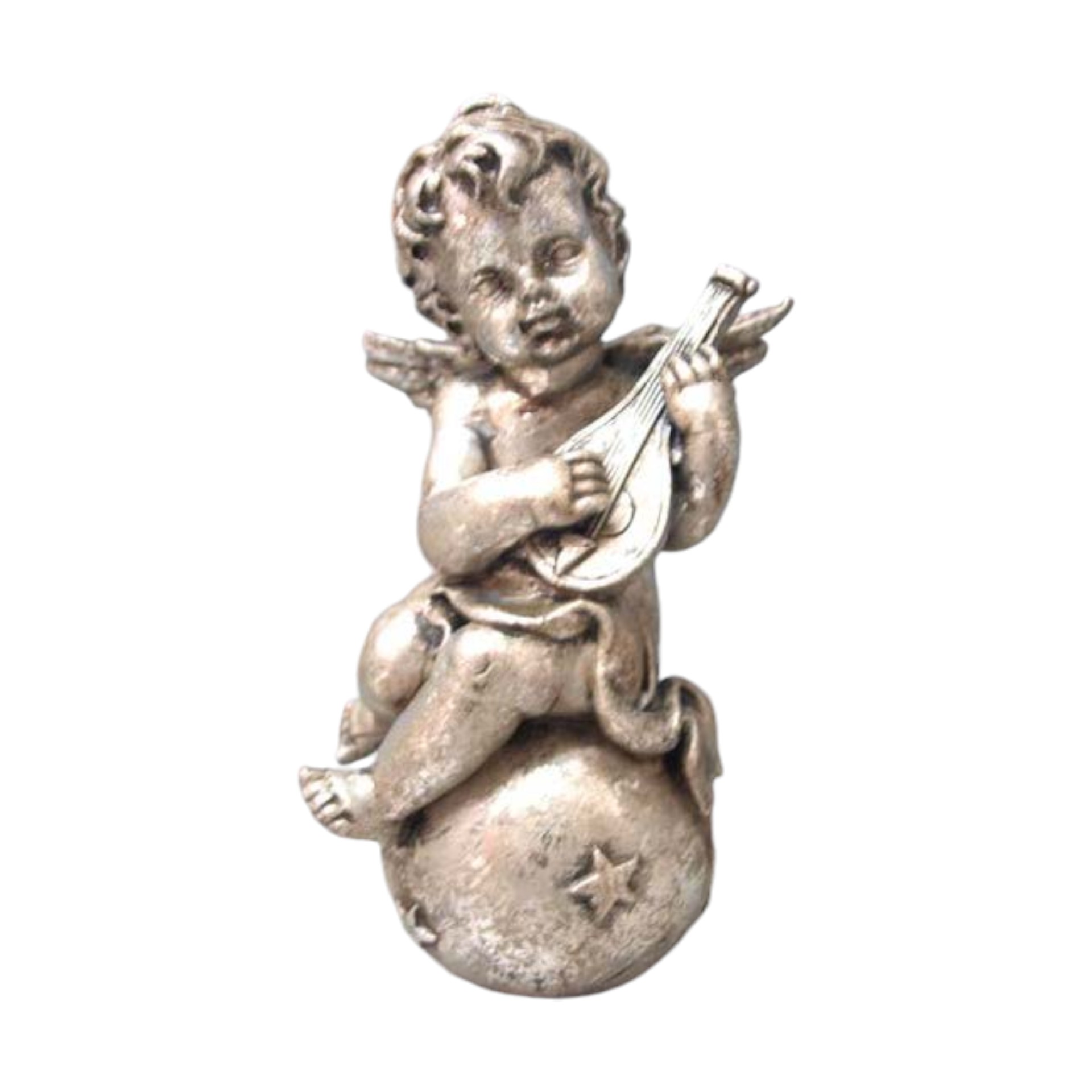 RP Engel auf Kugel mit Gitarre SILBER Darstellung von RP Engel auf Kugel mit Gitarre SILBER