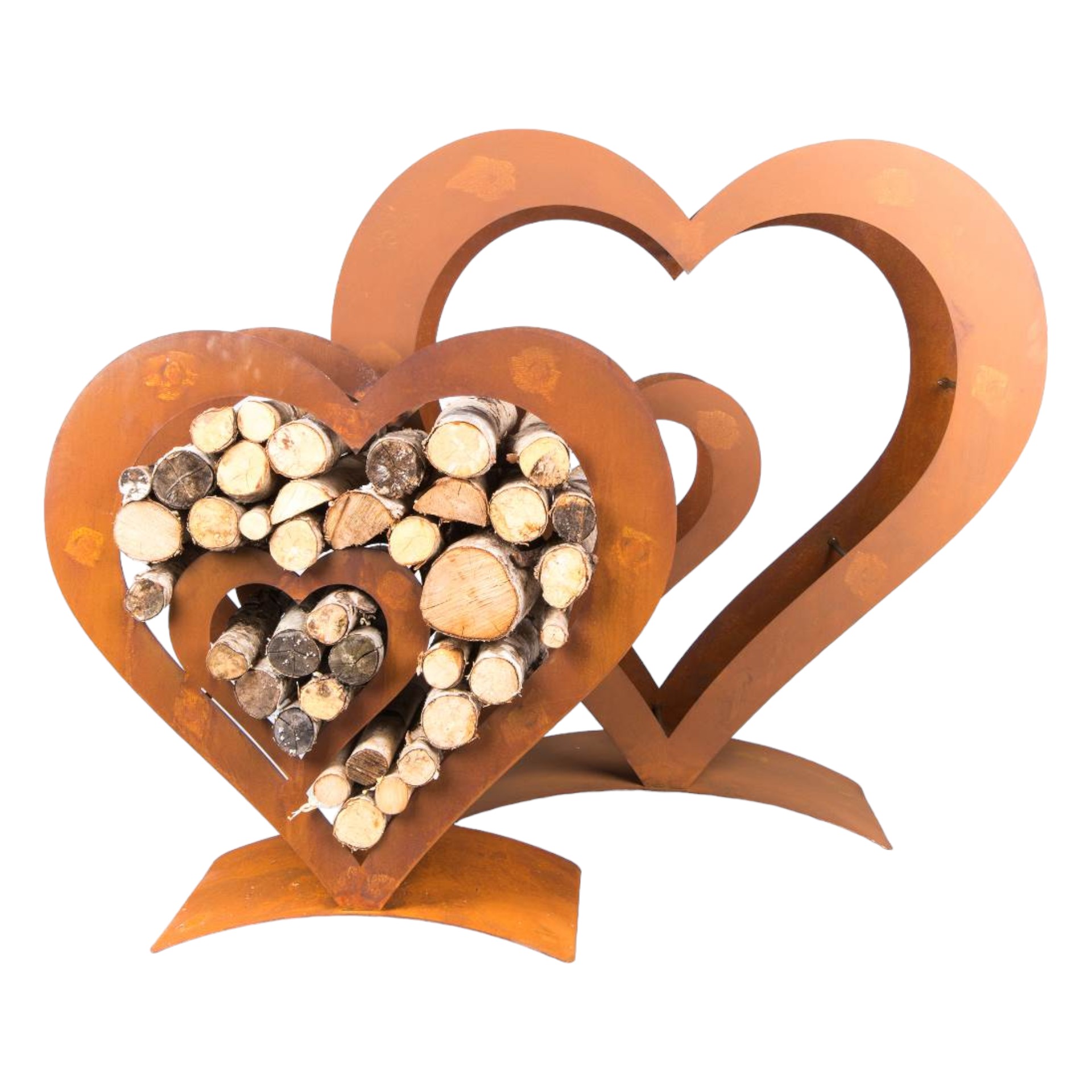 Holzregal Herz 2tlg. m. zweitem Herz innen Darstellung von Holzregal Herz 2tlg. m. zweitem Herz innen