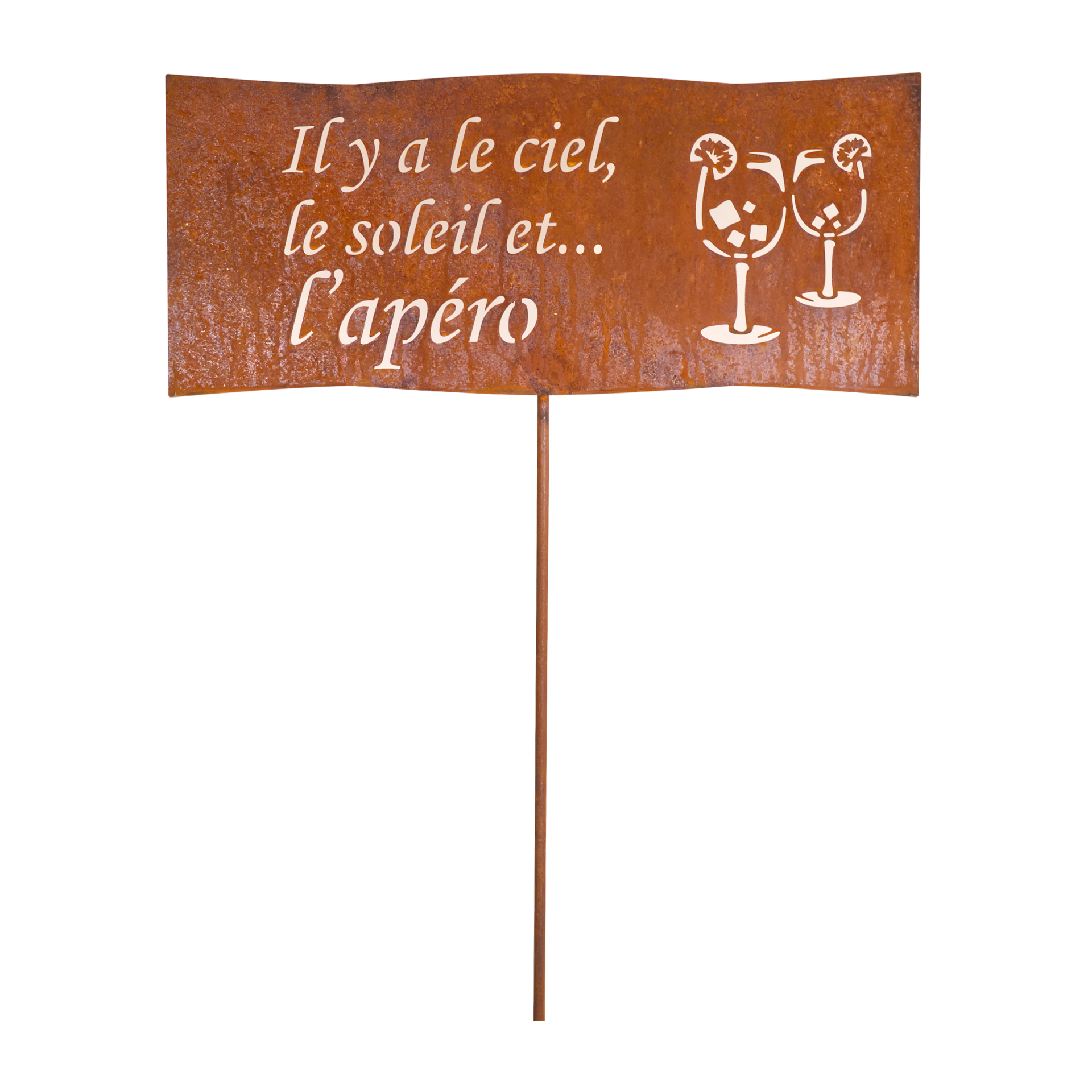 Darstellung von Tafel Il y a le ciel, le soleil et.. l'apero auf Stab