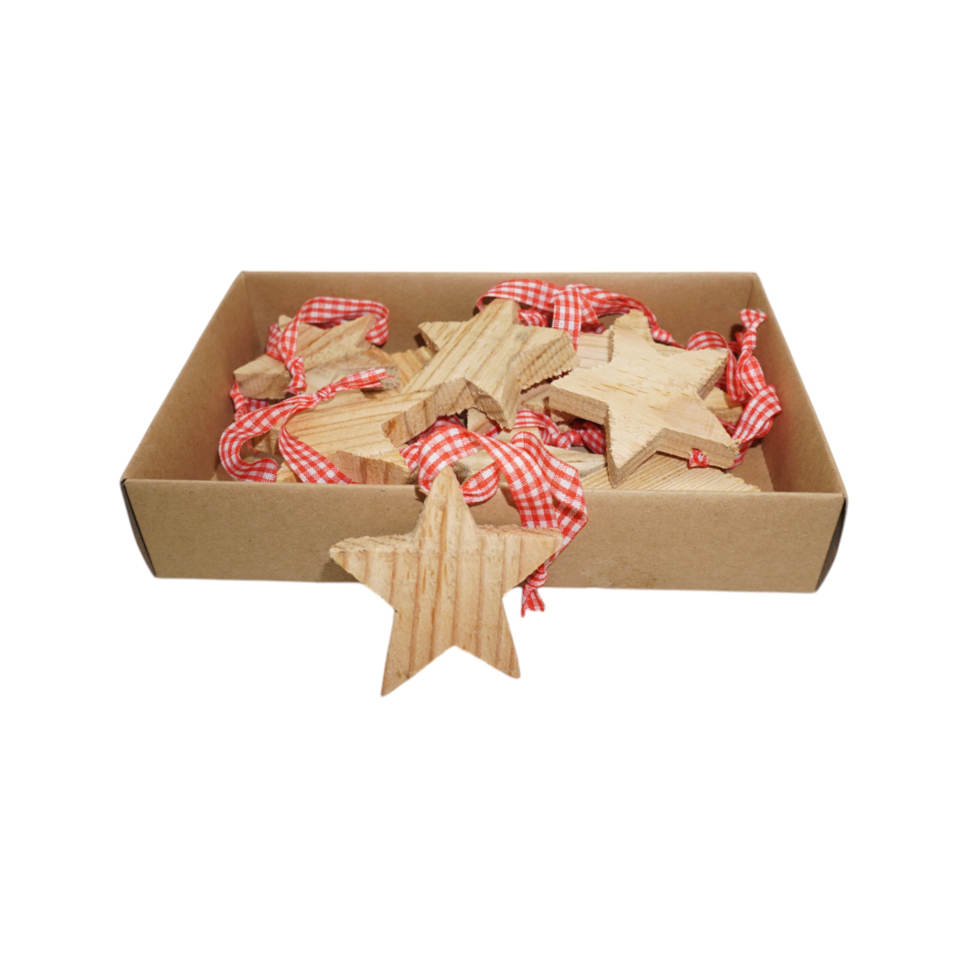 Darstellung von Holzsterne mit rotem Hänger