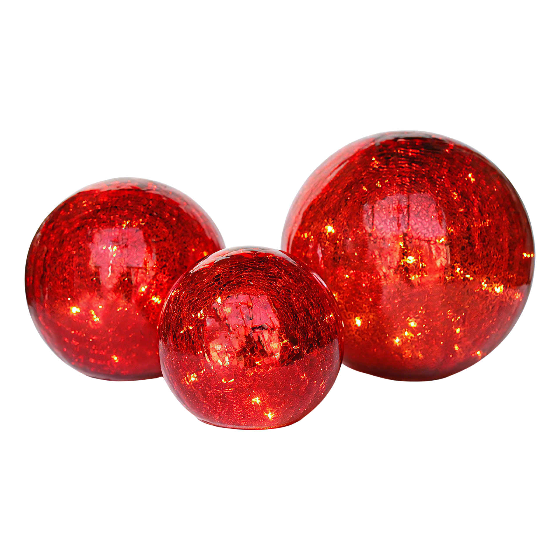 Darstellung von Glaskugel ROT gross mit LED 20 Lichter