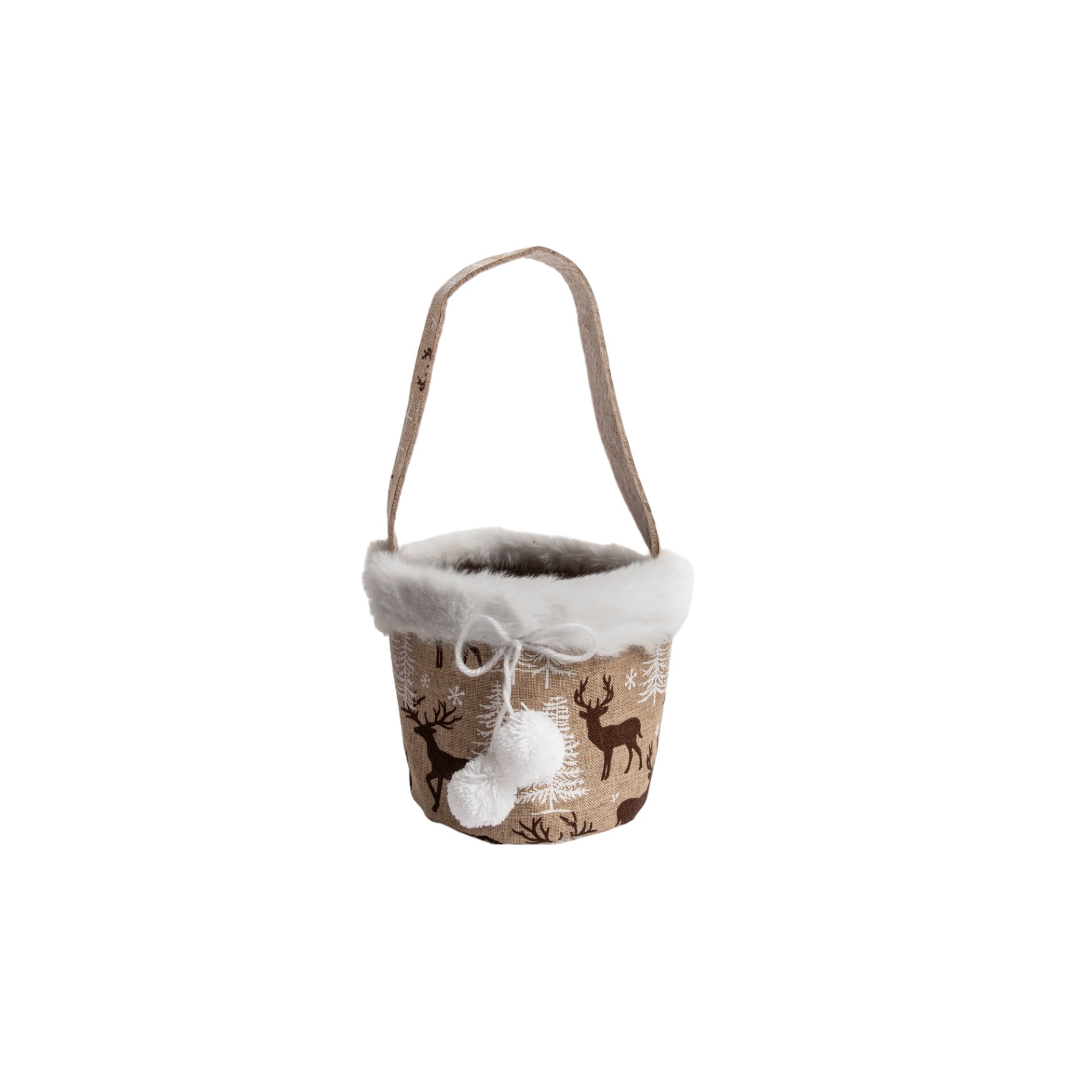 Darstellung von Tasche rund braun Snowball  Hirsche 1 Henkel