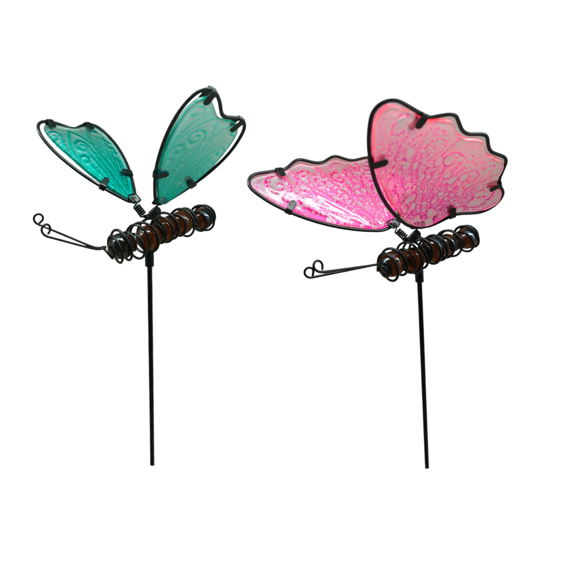 Libelle/Schmetterling Glas 2-fach sort. Darstellung von Libelle/Schmetterling Glas 2-fach sort.