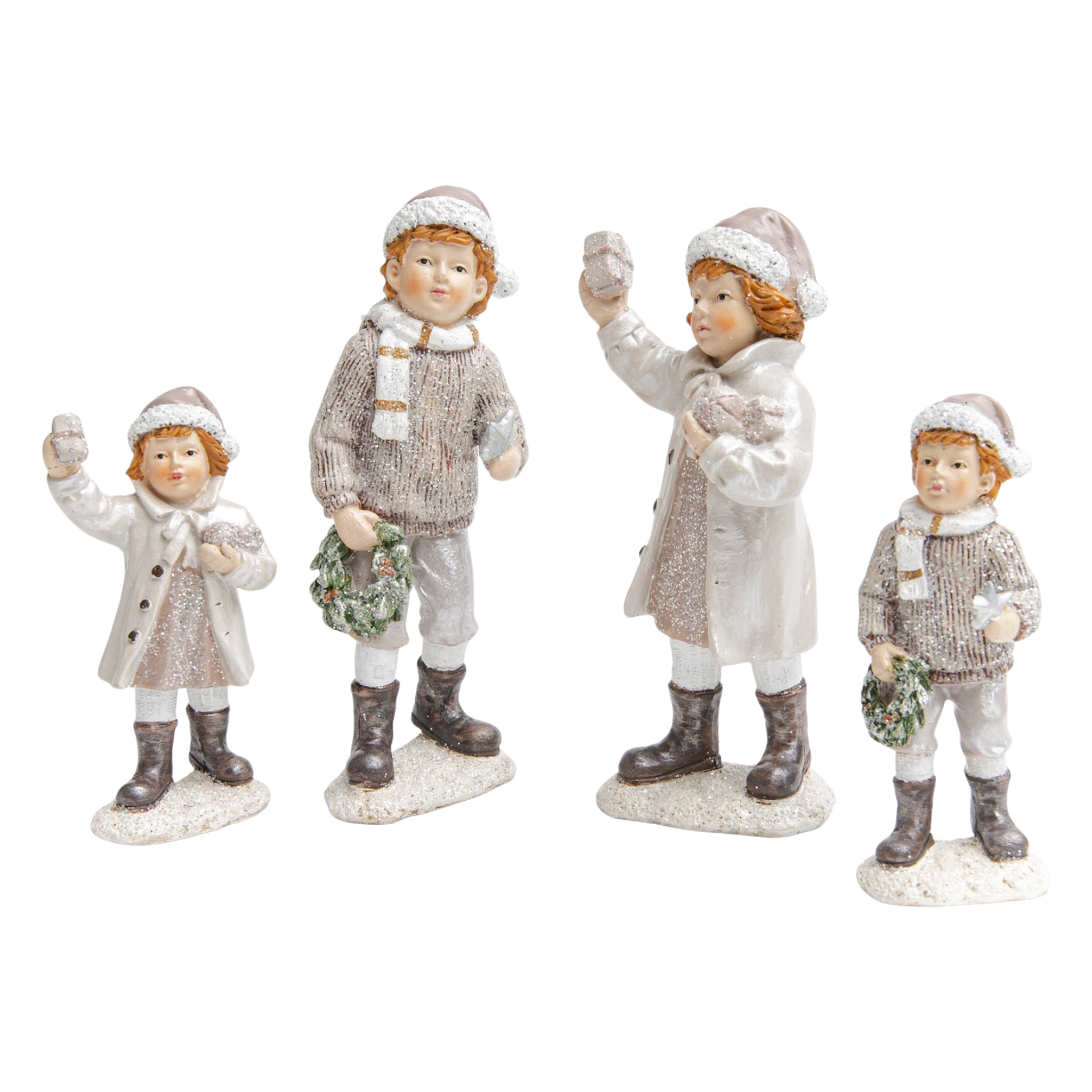 Darstellung von Mädchen/ Junge klein weiss/silbergrau