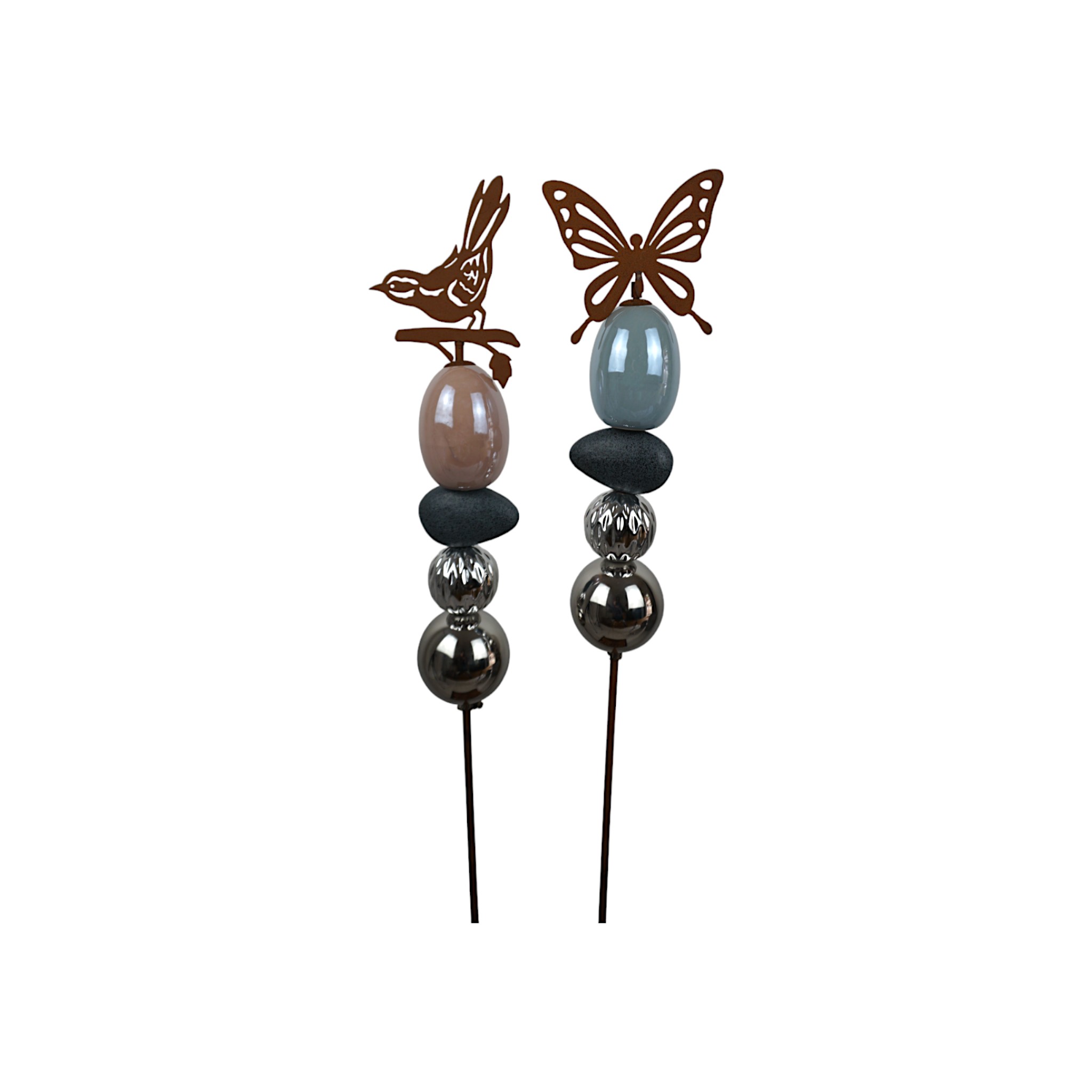 Gartenstecker Vogel/Falter braun, sort. Darstellung von Gartenstecker Vogel/Falter braun, sort.