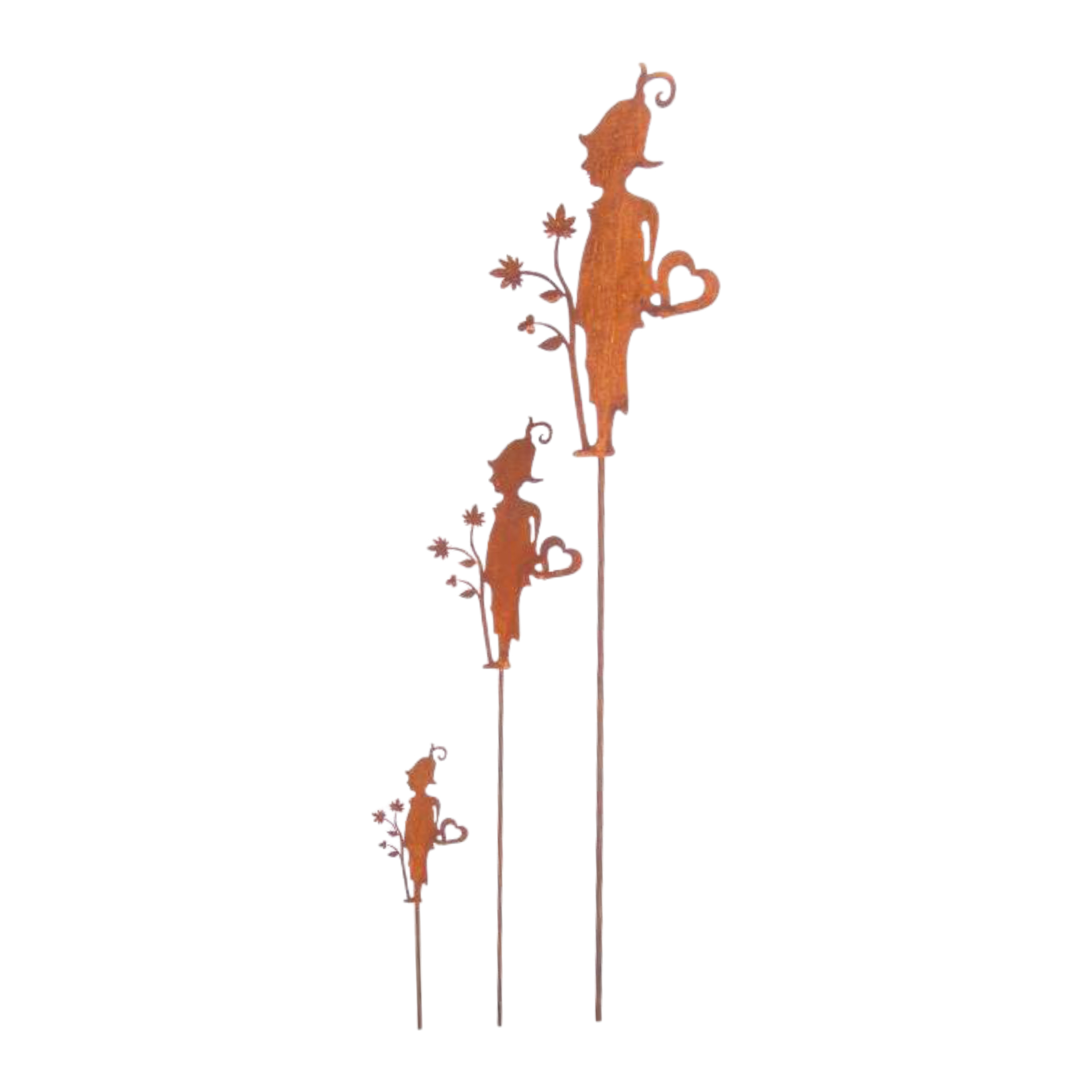 Darstellung von Elfe auf Stab kl. mit Blume und Herz