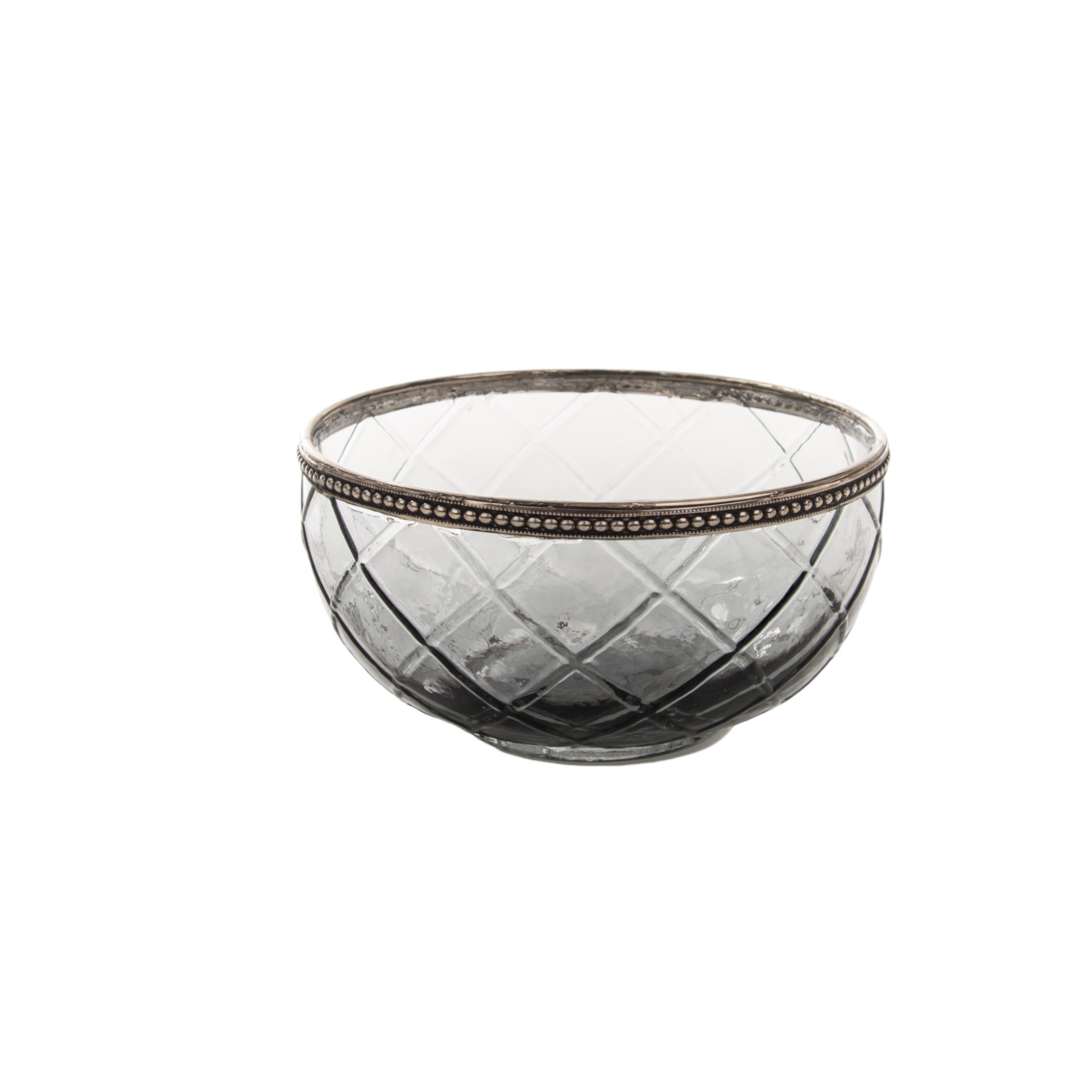 Darstellung von Glasschalen gross m. Metallrand sortiert