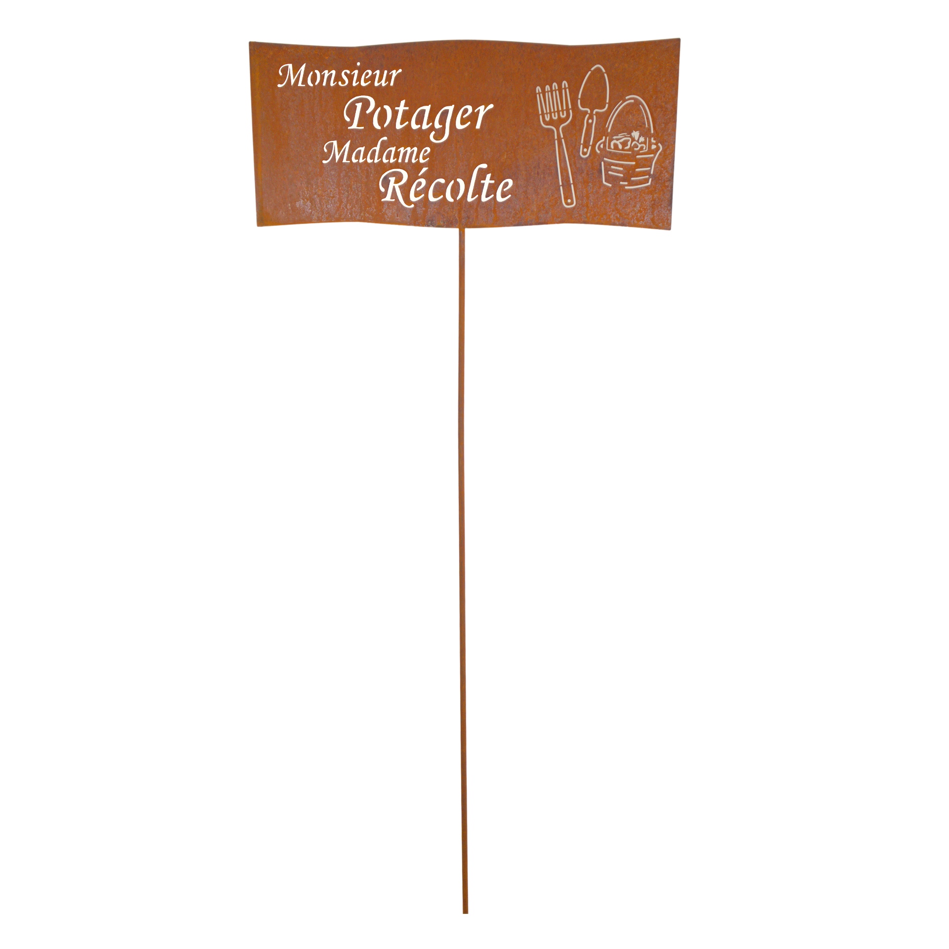 Darstellung von Tafel Monsieur Potager Madame Recolte auf Stab