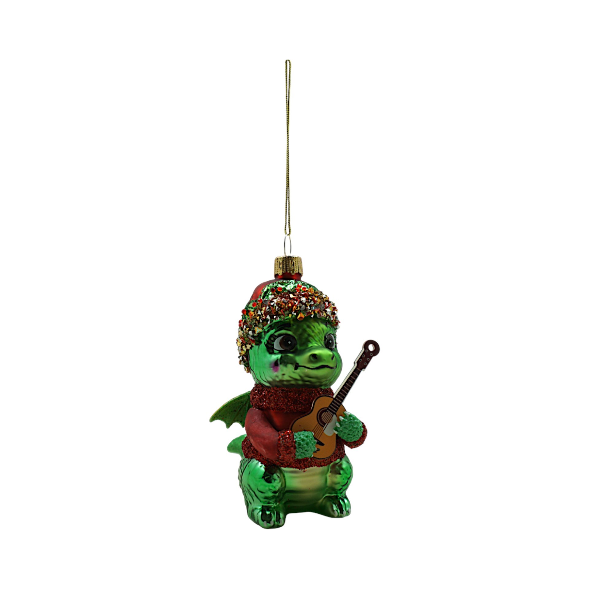 Darstellung von Drache grün m. Gitarre Glas