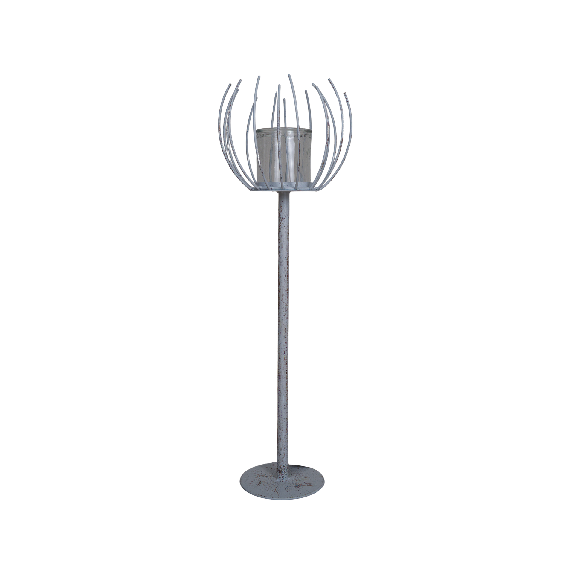 Darstellung von Windlicht Spinne weiss klein a. Fuss